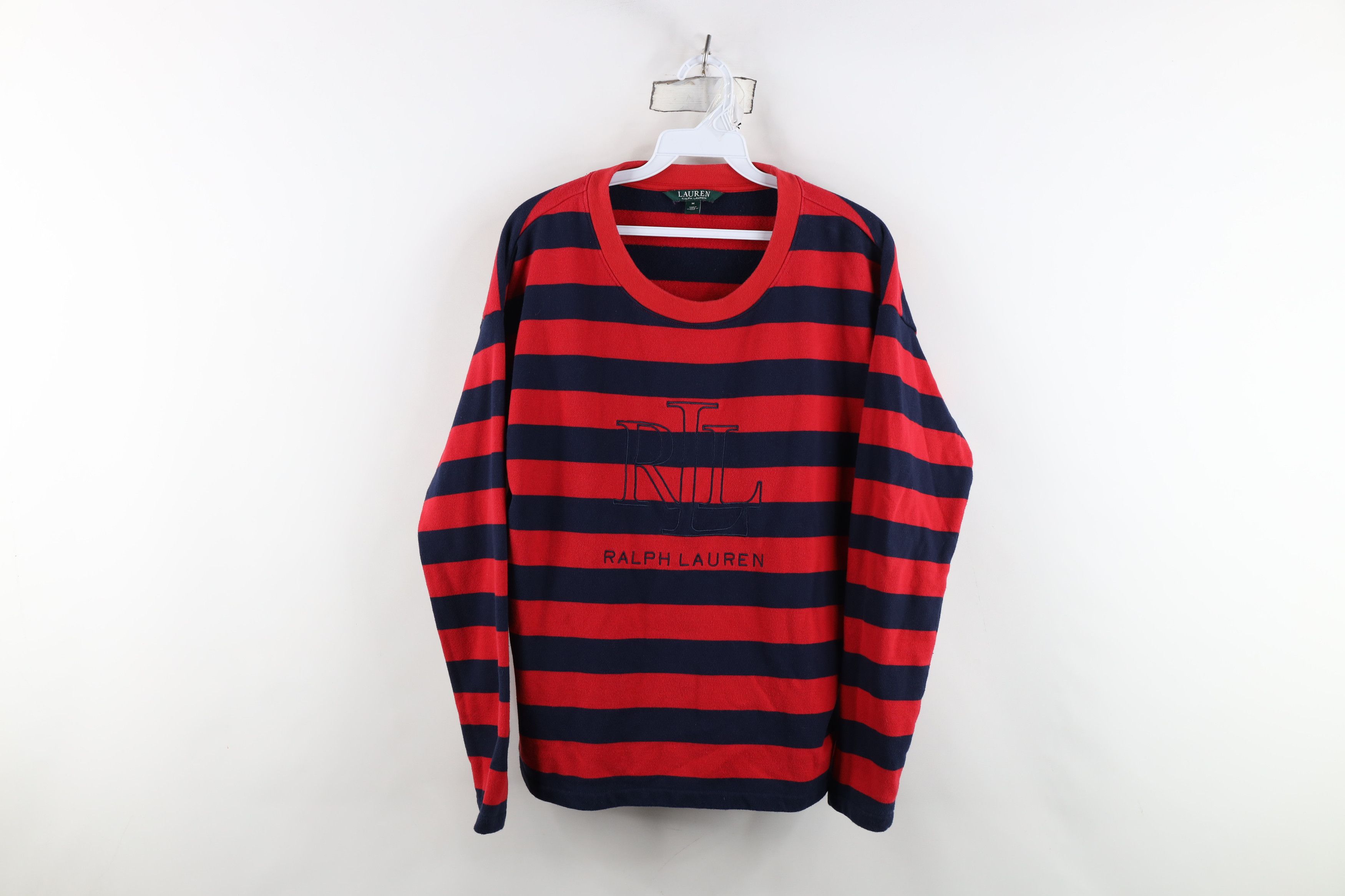 Ralph Lauren Vintage 90s Ralph Lauren Spell Out Striped Sweatshirt Red Size M / US 6-8 / IT 42-44 - 1 Thumbnail