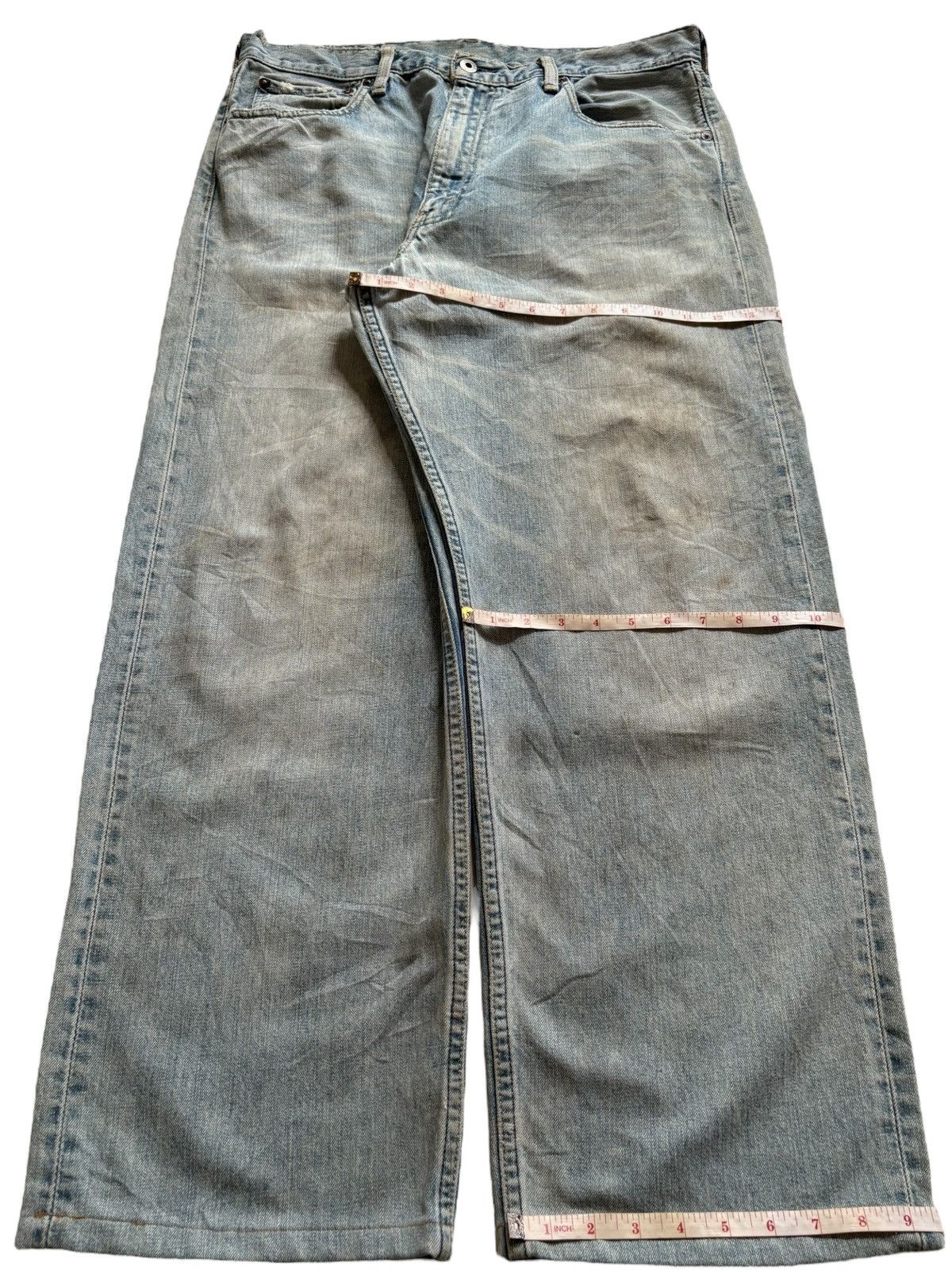LVC × Levi's × Levi's Vintage Clothing Vintage 90s Levis 504 Mud Wash Distressed Ripped Baggy Jean Size US 34 / EU 50 - 14 Thumbnail