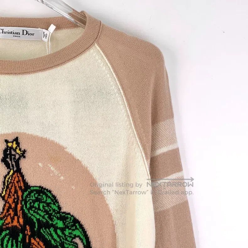 Dior Dior Colour-blocked dinosaur embroidery cashmere round-nec Size XS / US 0-2 / IT 36-38 - 3 Thumbnail