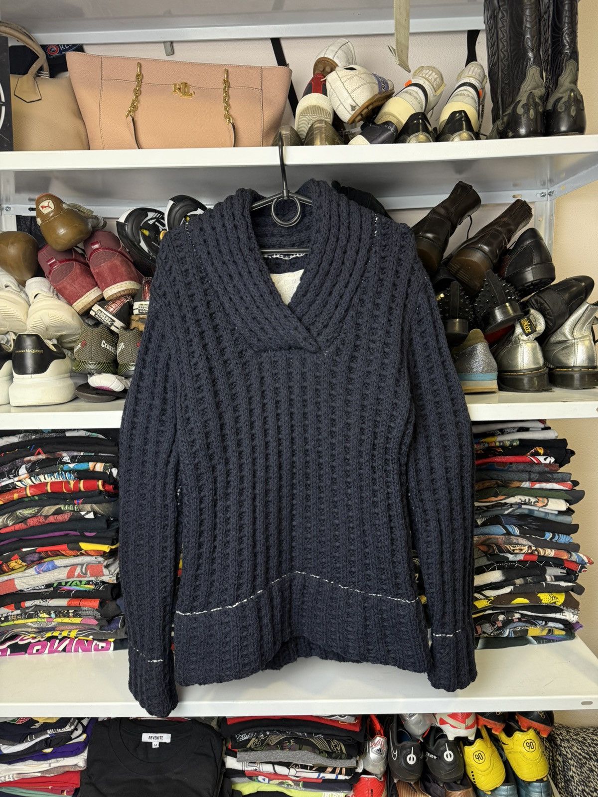 H&M × Maison Margiela Maison Margiela H&M Cable Knit V-Neck Wool Sweater Jumper Size US S / EU 44-46 / 1 - 1 Thumbnail