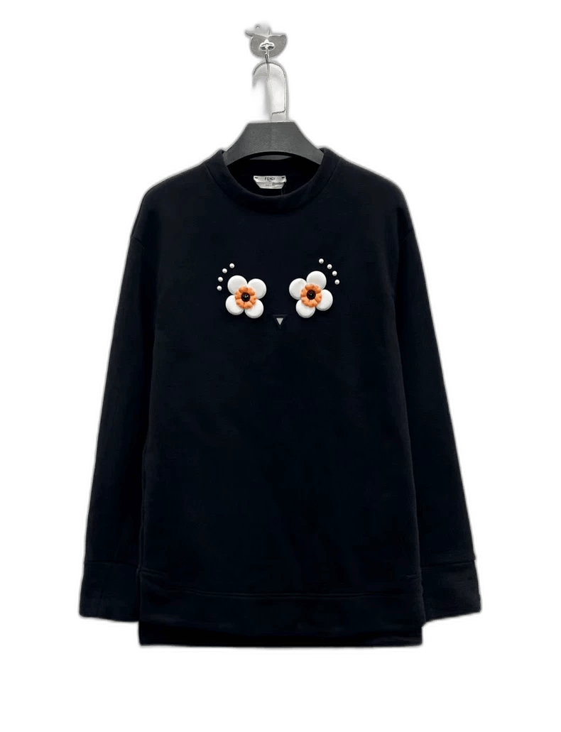 Fendi Fendi Black Monster Series Floral Logo Sweatshirt-yf Size US M / EU 48-50 / 2 - 1 Thumbnail