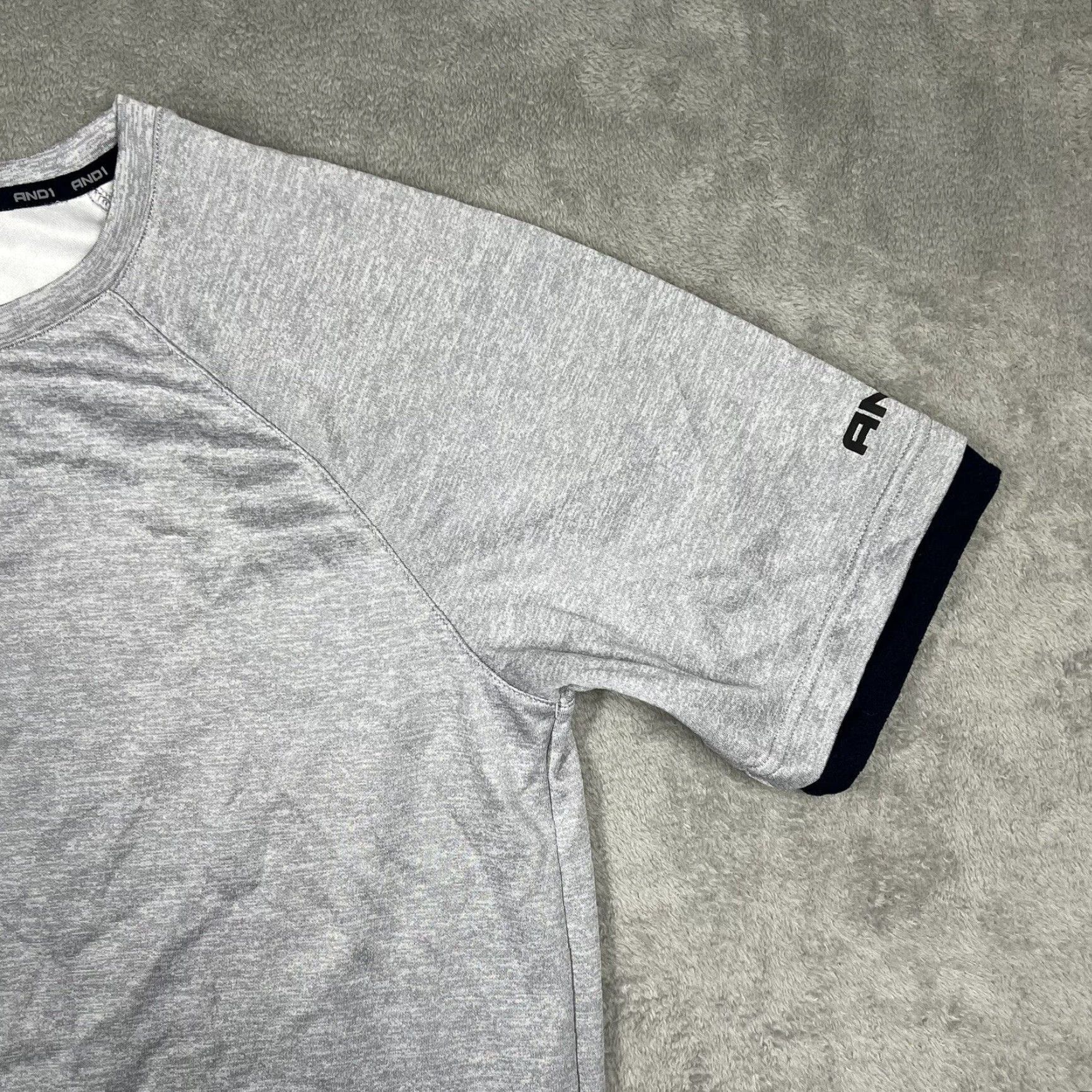 Vintage AND1 Legendary Basketball Mens T-Shirt XL Light Gray Navy Blue Short Sleeve Size US XL / EU 56 / 4 - 4 Thumbnail