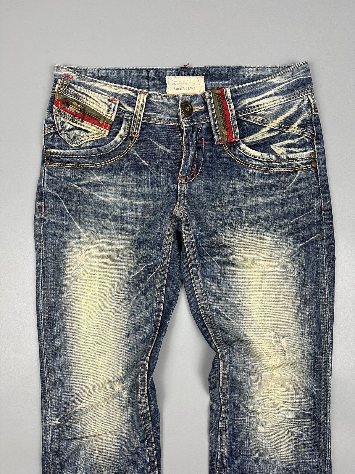 If Six Was Nine Distressed Yoshimoto Nara X Lolita Flare Zipper Jeans Size US 30 / EU 46 - 3 Thumbnail