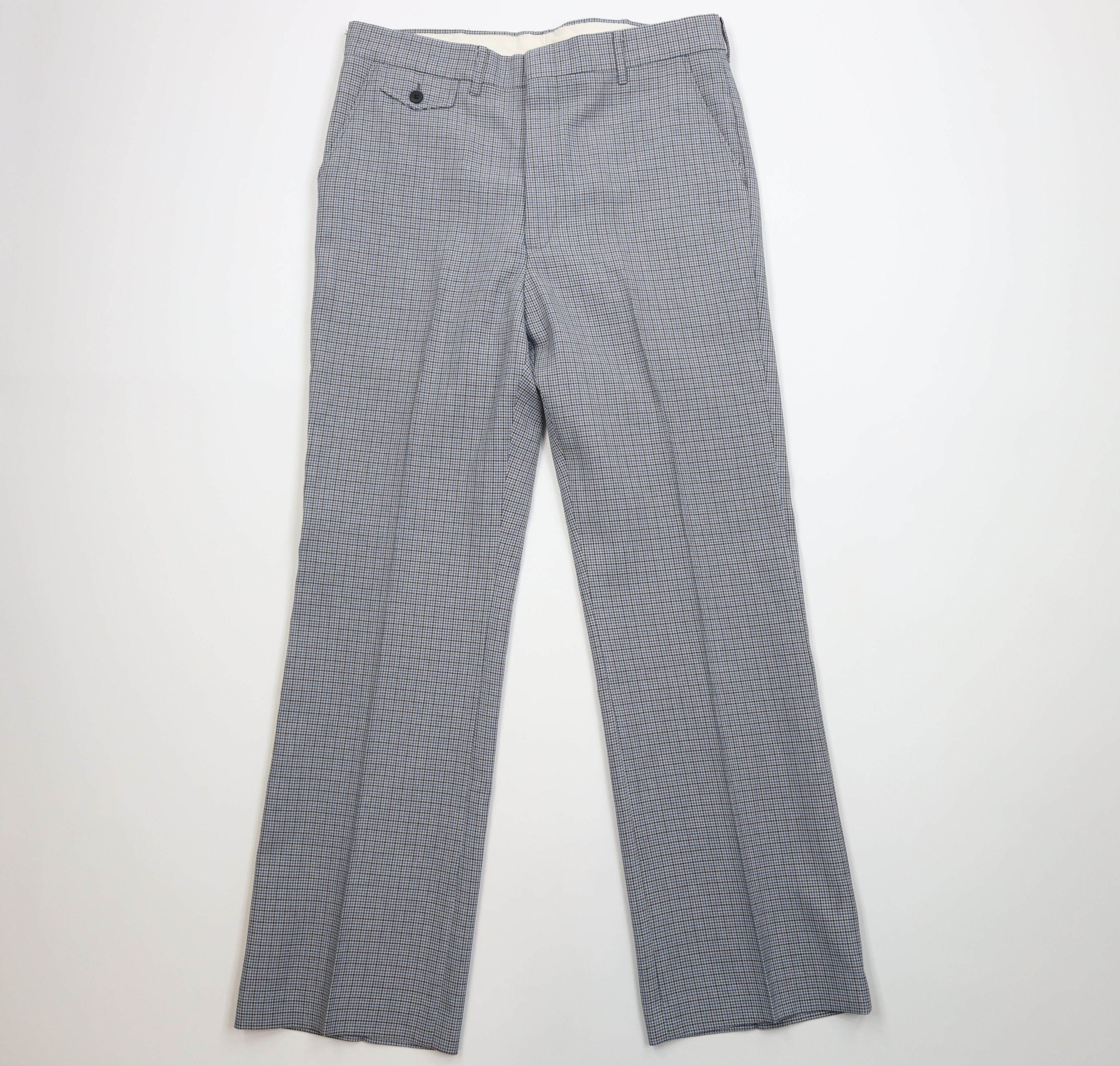 Vintage Vintage 70s Knit Flared Wide Leg Chino Pants Houndstooth USA Size US 34 / EU 50 - 1 Thumbnail