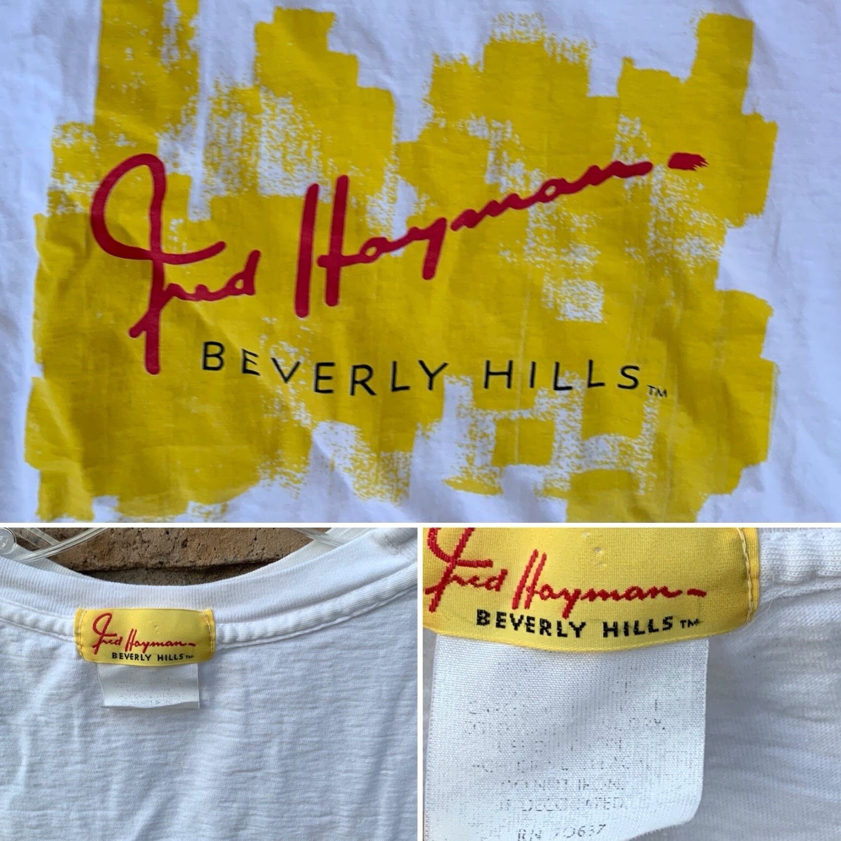 FRED VINTAGE Fred Hayman Beverly Hills T-Shirt One Size White 80s California Graphic Print Single Stitch Mens Womens Unisex Adults Size US M / EU 48-50 / 2 - 2 Thumbnail
