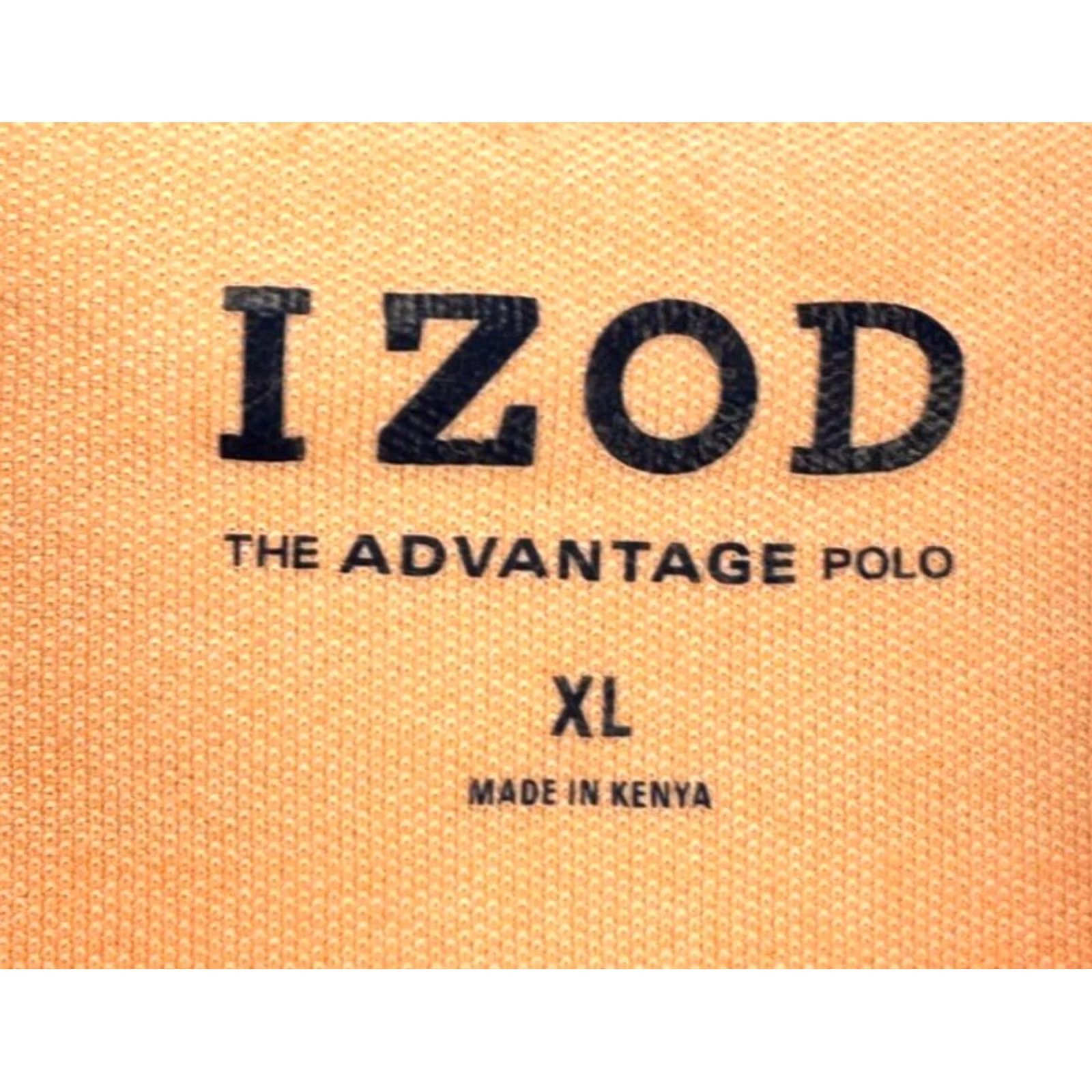 Izod Izod The Advantage Polo Shirt Mens XL Orange Blue Stripe Short Sleeve Golf Rugby Casual Outdoor Walking Comfort Size US XL / EU 56 / 4 - 5 Thumbnail