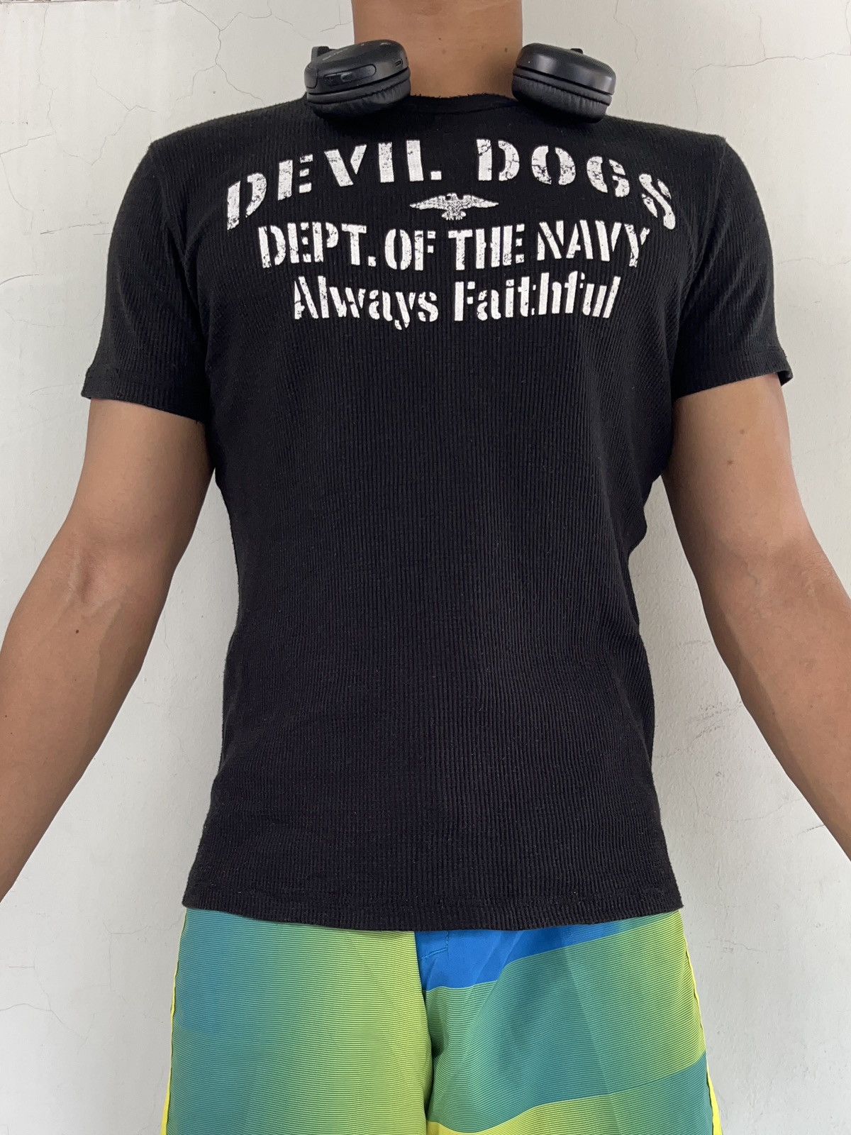 Bullet Noise Bullet Noise “Devil Dog” Dept. Of Navy Knit T-shirt Size US L / EU 52-54 / 3 - 3 Thumbnail