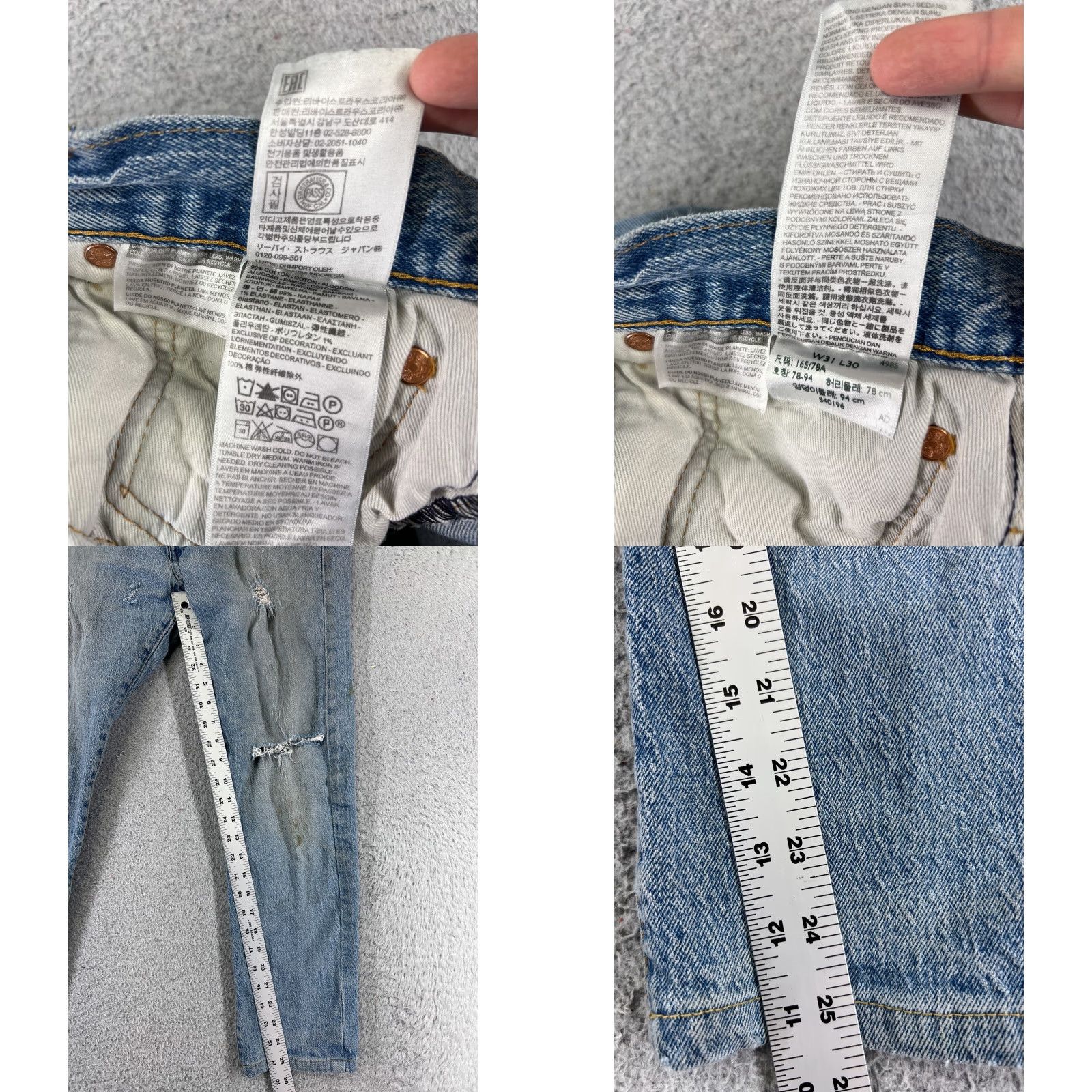 Levi's VINTAGE Levis Jeans 501 Levi'S 501 Series Denim Button Fly 28x26 Blue 501 Model Mens Adult Regular Straight Distressed 5-Pocket Denim Jeans Size US 31 - 8 Thumbnail