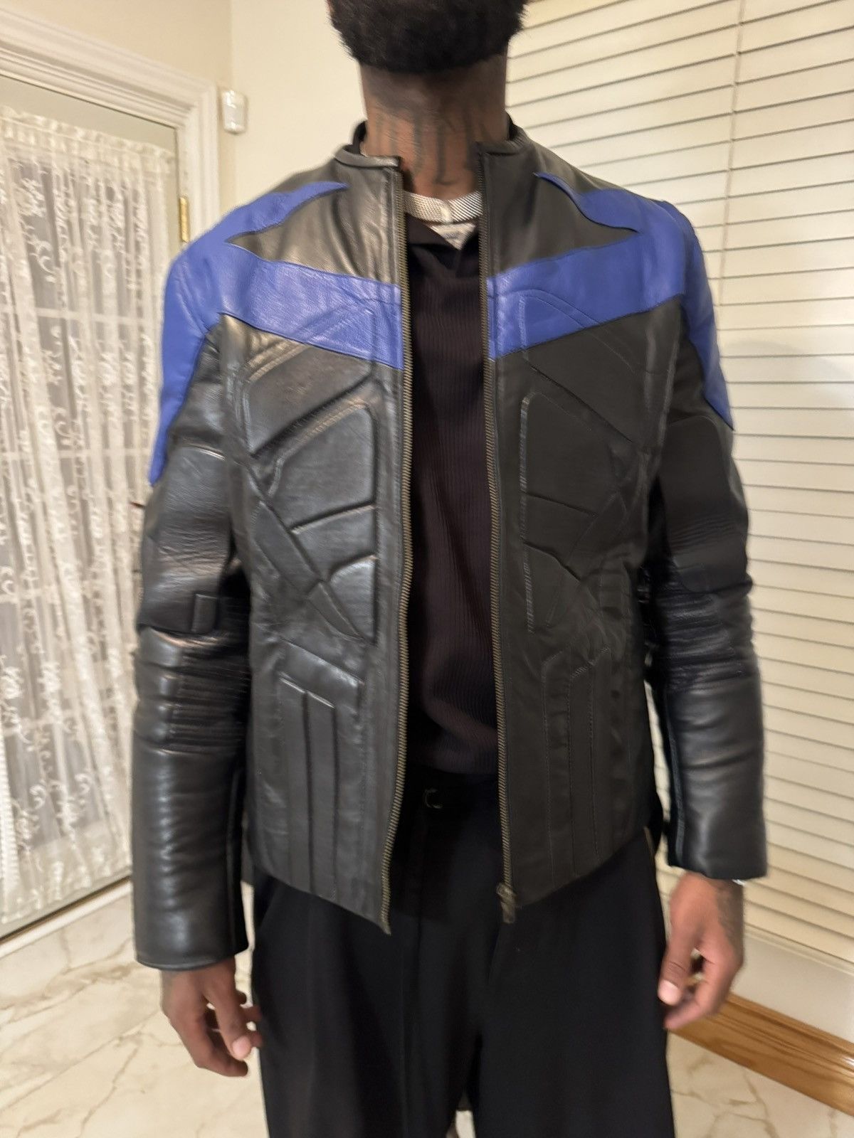 Genuine Leather Vintage Night-wing Batman Black Leather Motorcycle Jacket Size US L / EU 52-54 / 3 - 10 Thumbnail