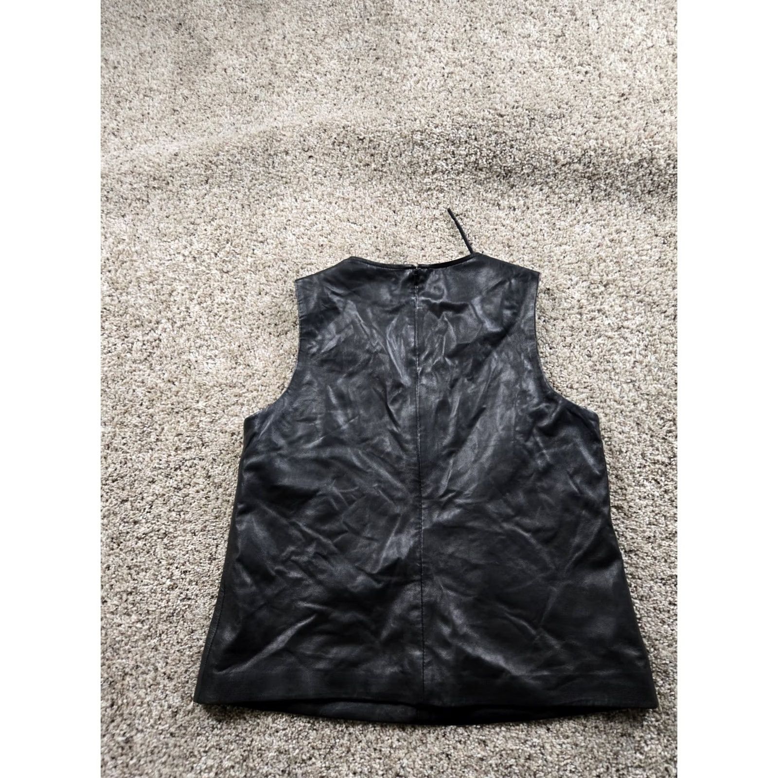 LAMARQUE Lamarque Leather Vest Medium Womens Black Sleeveless Lace Front Lined Pullover Biker Motorcycle Vest Casual Jacket Women M Black Lace Front Lined Vest Size M / US 6-8 / IT 42-44 - 6 Thumbnail