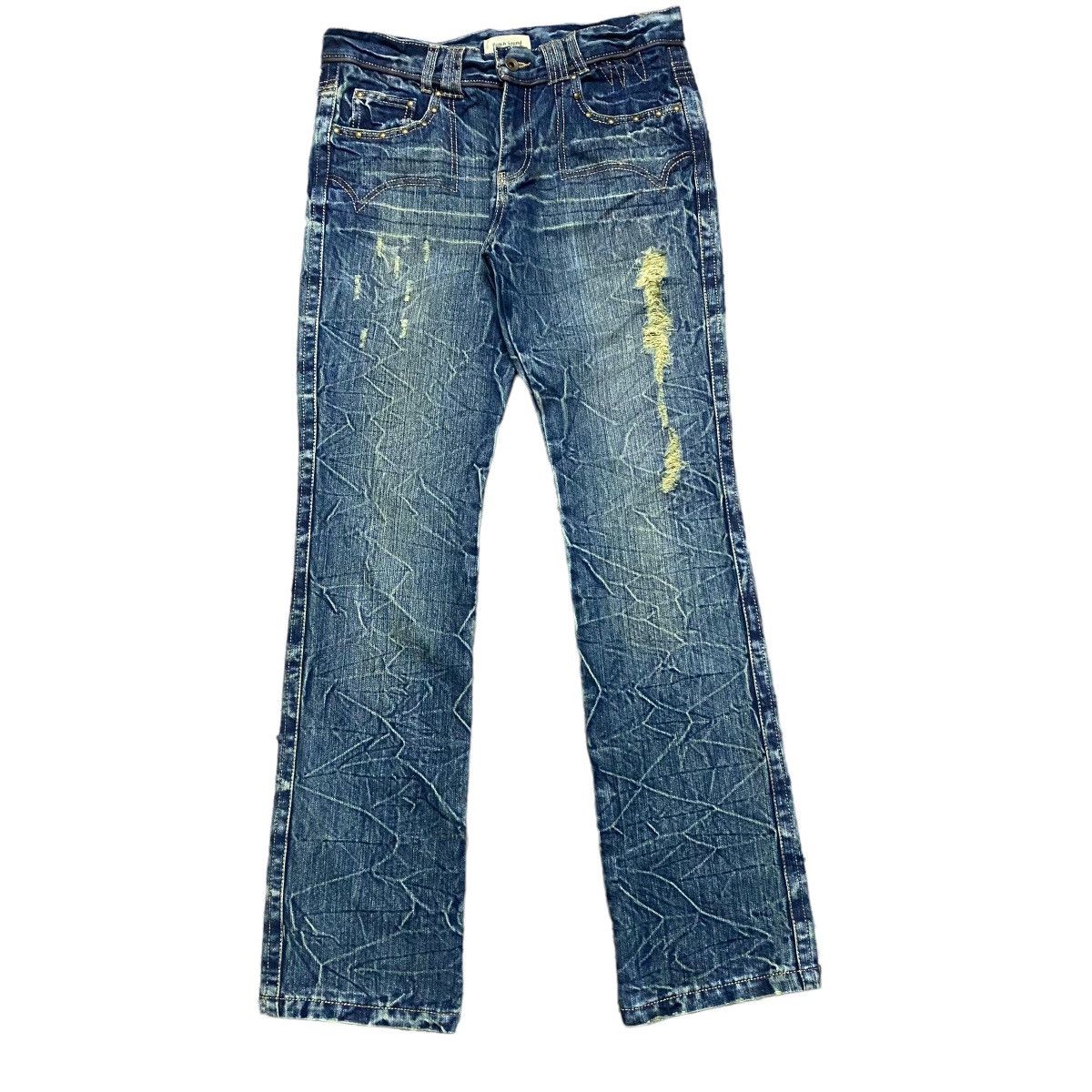 BEACH SOUND Gold Stitch Denim Flare Jeans
