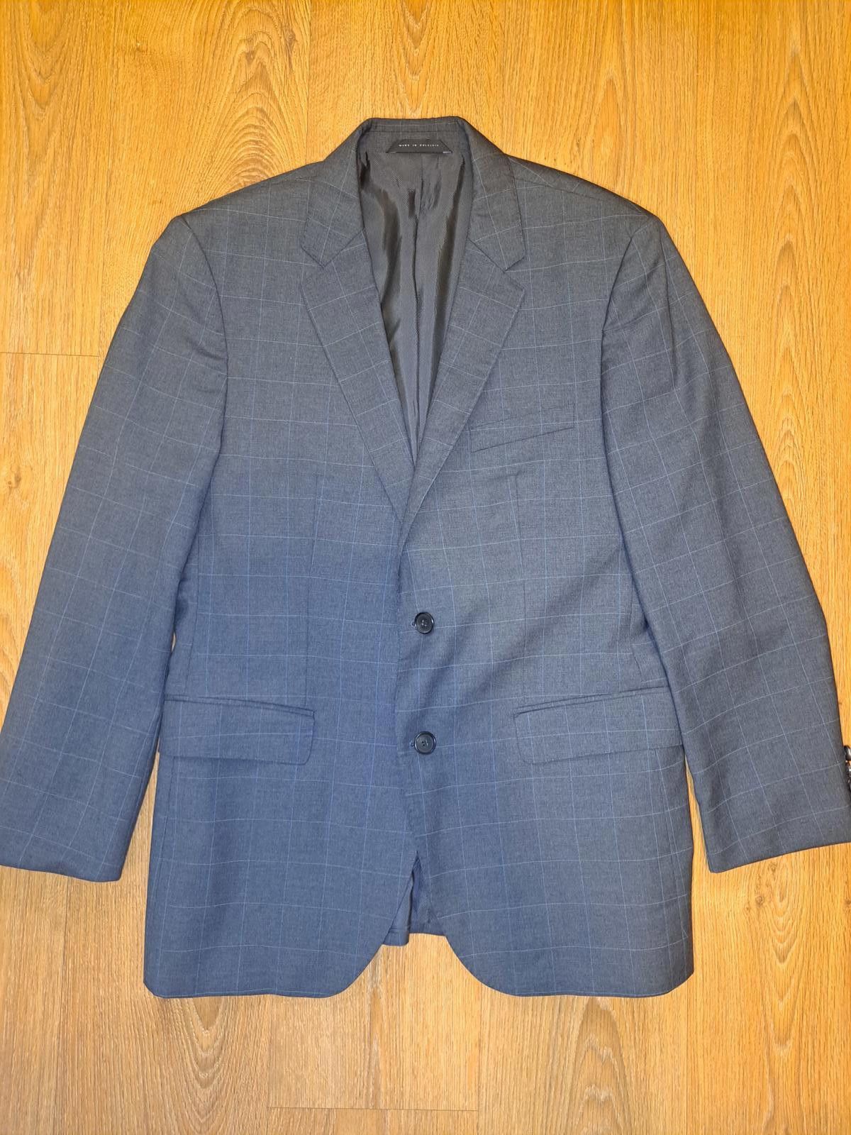Hugo Boss Sport Coat 40R Brown Gray Windowpane Virgin Wool