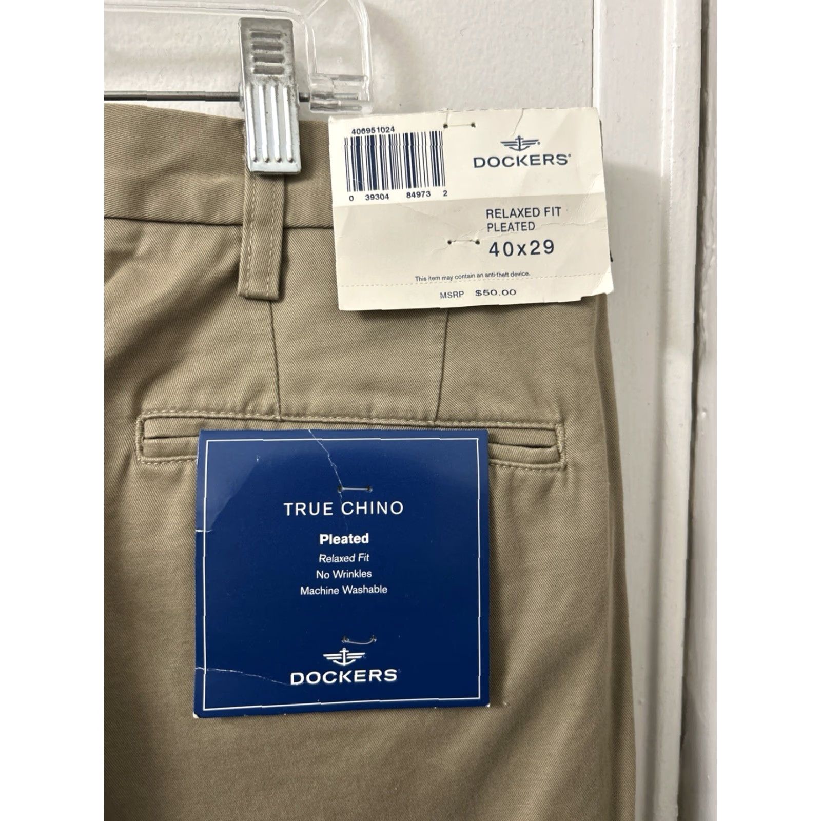 Dockers Dockers True Chino Pants Mens 40x29 Tan Pleated Relaxed Fit Logo Trousers Size US 40 / EU 56 - 4 Thumbnail