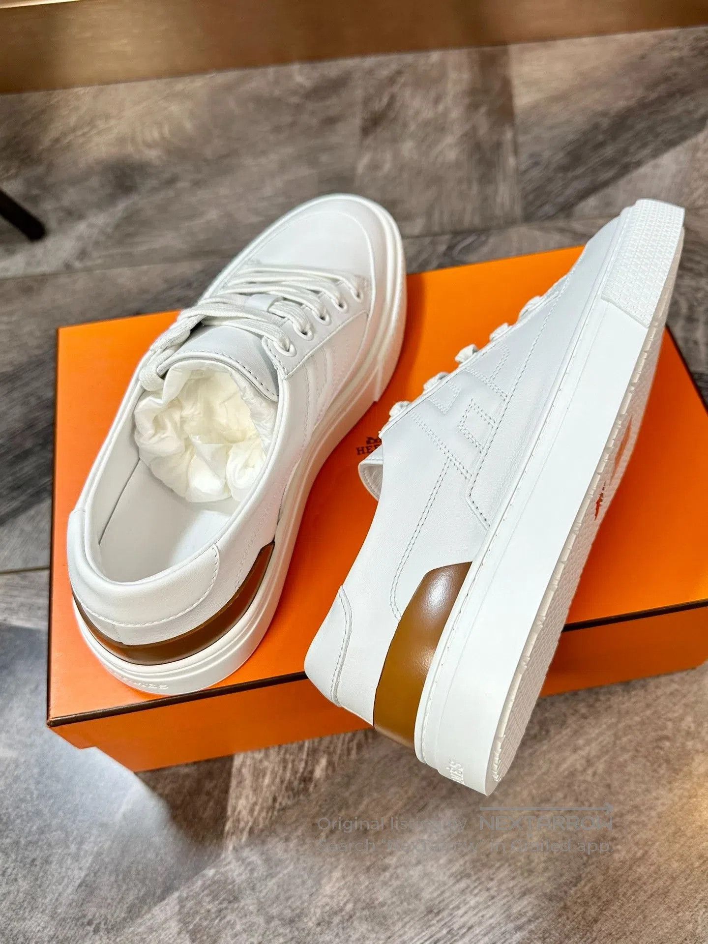 Hermes Hermes Classic White Sneakers H Logo Brown Tail. Size US 5.5 / IT 35.5 - 1 Thumbnail