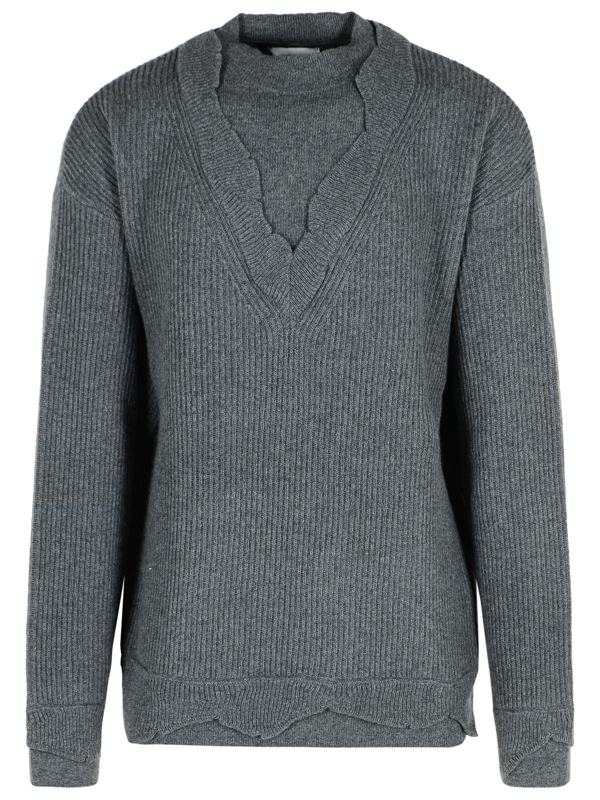 LANEUS Grey Wool Blend Sweater