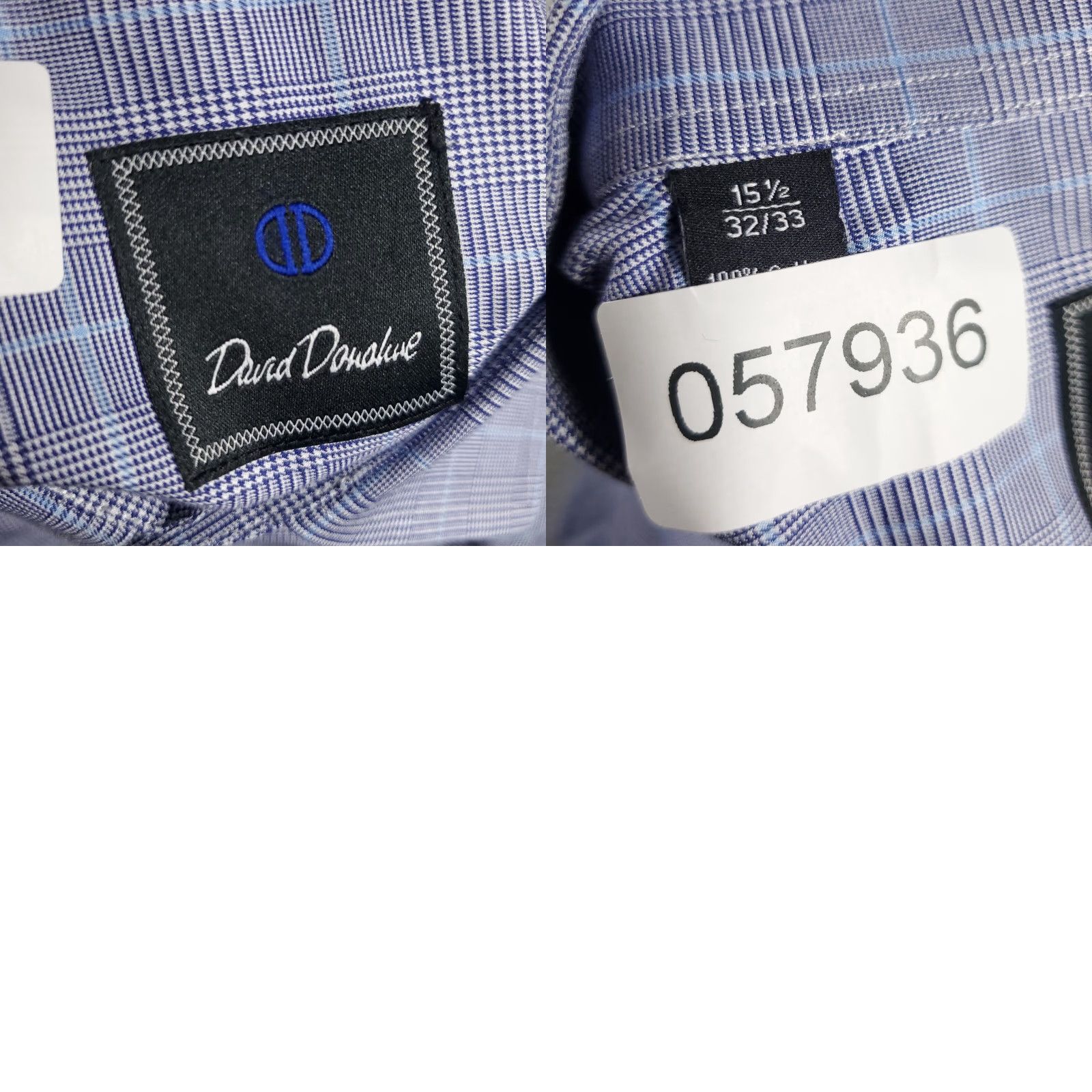 David Donahue VINTAGE David Donahue Dress Shirt Men 15.5 Long Sleeve Blue Plaid Business Casual Cotton Size 40R - 8 Thumbnail