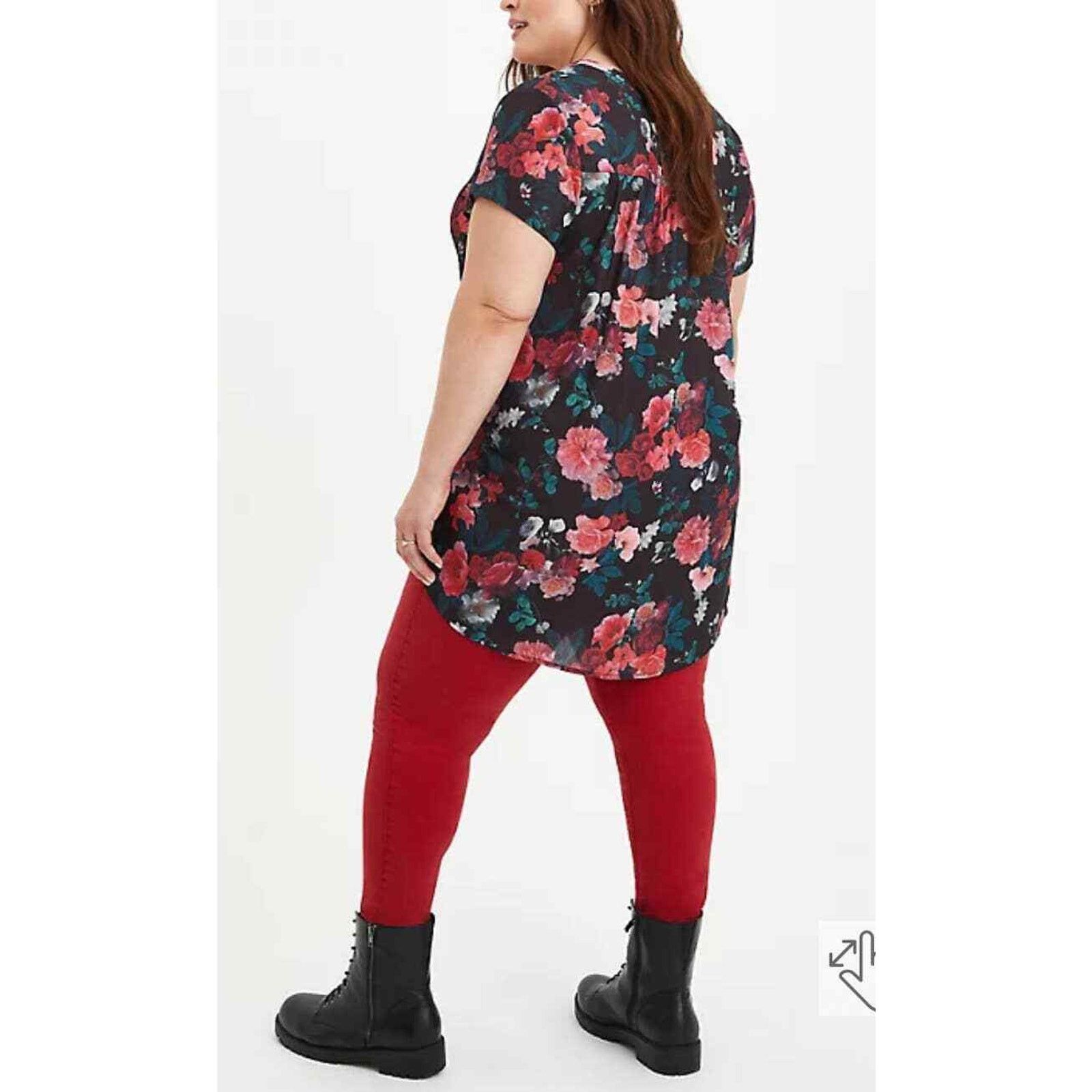 Torrid TORRID 2X BLACK FLORAL GEORGETTE HI-LOW TUNIC NWT Size XXL / US 16-18 / IT 52-54 - 3 Thumbnail