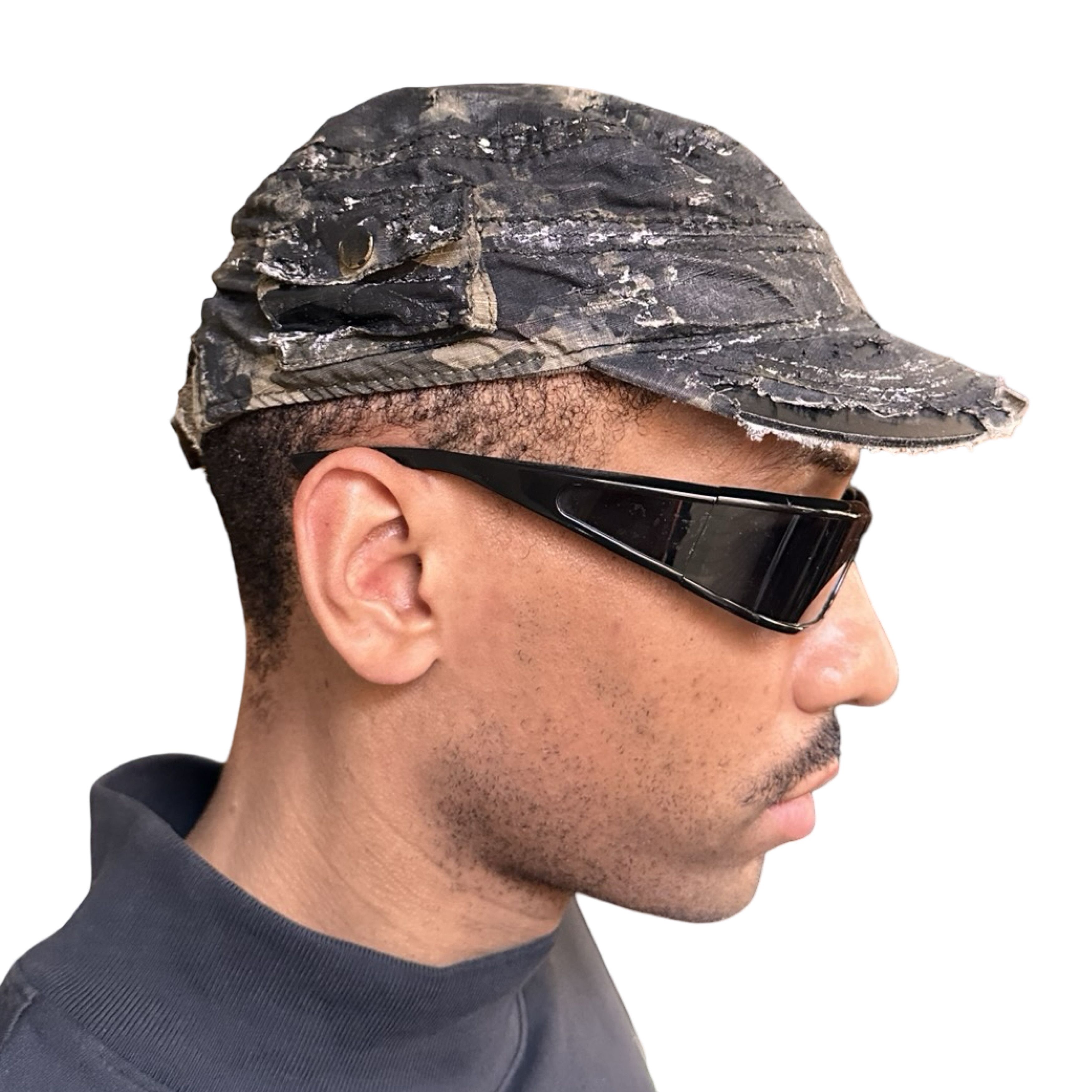 Vintage ASTROBOI* Retro Green Distressed Camouflage Painted Hat Size ONE SIZE - 5 Thumbnail