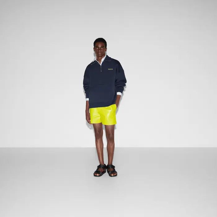 Gucci oc11z0226 Jersey Half-Zip Jacket With Patch in Blue Size US S / EU 44-46 / 1 - 2 Thumbnail