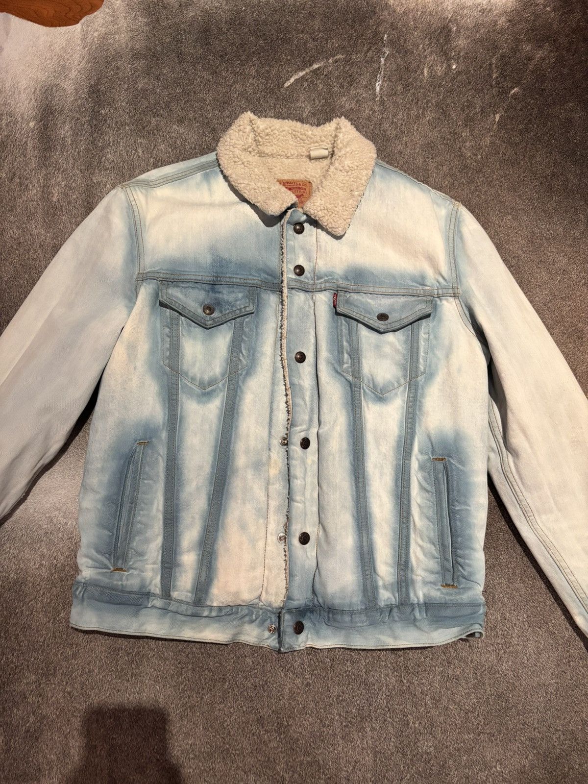 Levi's × Supreme Rare Supreme Levi’s Bleached Sherpa Trucker Jacket Size US M / EU 48-50 / 2 - 2 Thumbnail