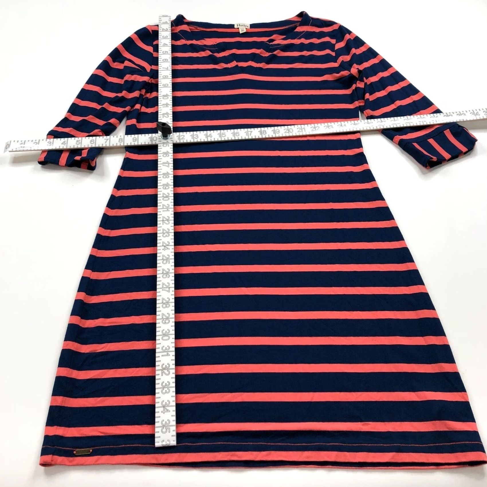 Vintage Hatley Dress Hatley Medium V-Neck Long Sleeve Women's Short Dress Blue Orange Knitted A-Line Pullover KS Ladies Womens Size M / US 6-8 / IT 42-44 - 3 Thumbnail