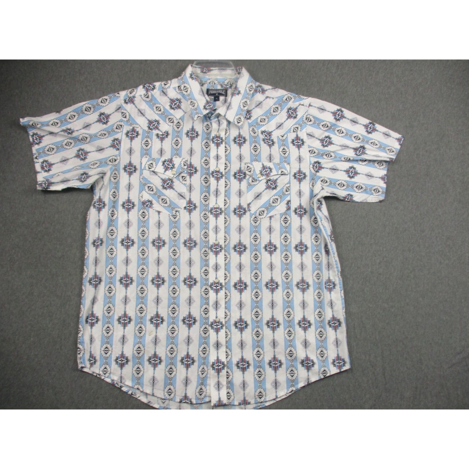 Vintage VINTAGE Panhandle Shirt Men XL Blue Aztec Western Pearl Snap Short Sleeve Size US XL / EU 56 / 4 - 2 Thumbnail