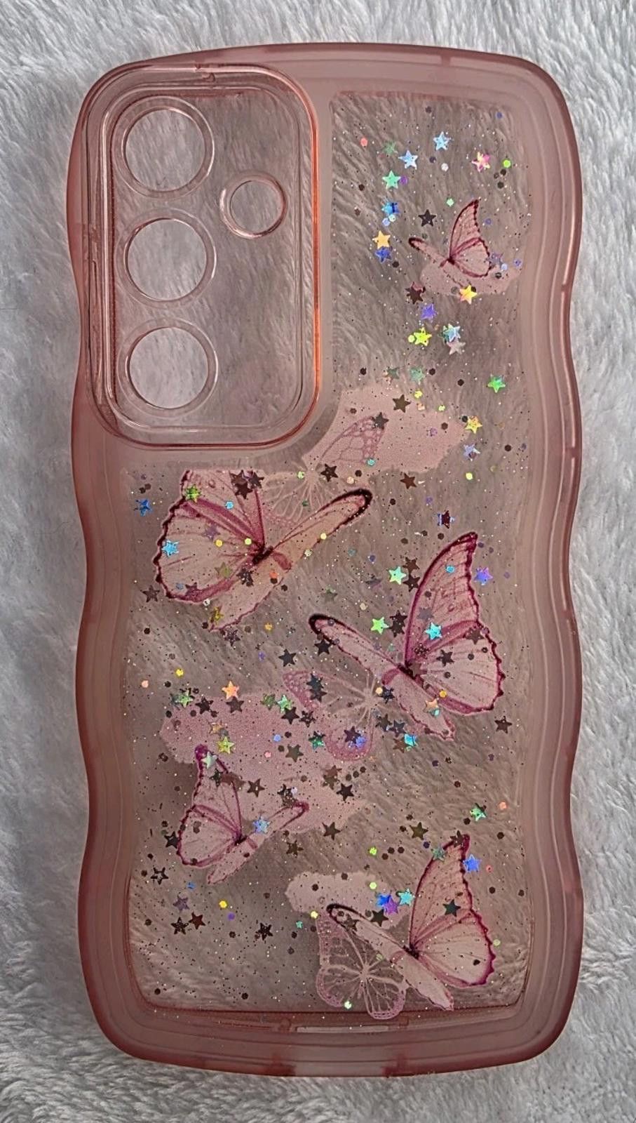 Other Wavey Butterfly Sparkly Pink Case Samsung Galaxy S24+ S24 Pl Size ONE SIZE - 3 Thumbnail