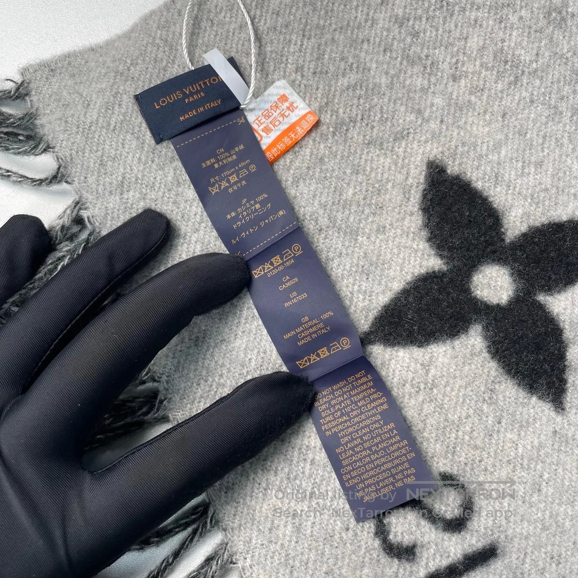 Louis Vuitton Louis Vuitton Black and Gray Printed Cashmere Double-sided Size ONE SIZE - 5 Thumbnail