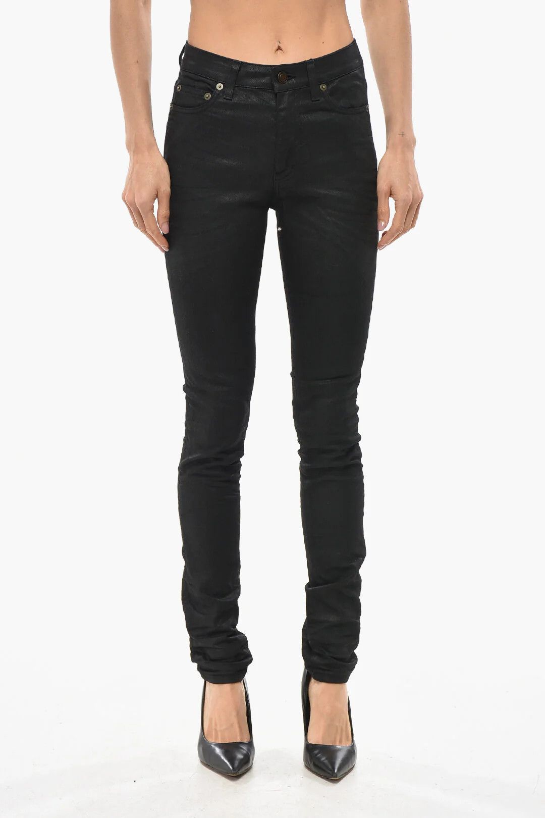 Saint Laurent Paris og1mm0326 Slim-Fit Dark Wash Jeans in Black Size 25" / US 0 / IT 36 - 1 Thumbnail