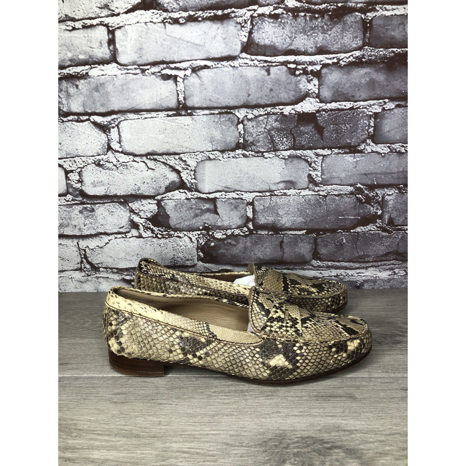 Carmina Carmina Cream Black Snakeskin Python Print Leather Women Sz Size US 6 / IT 36 - 9 Thumbnail