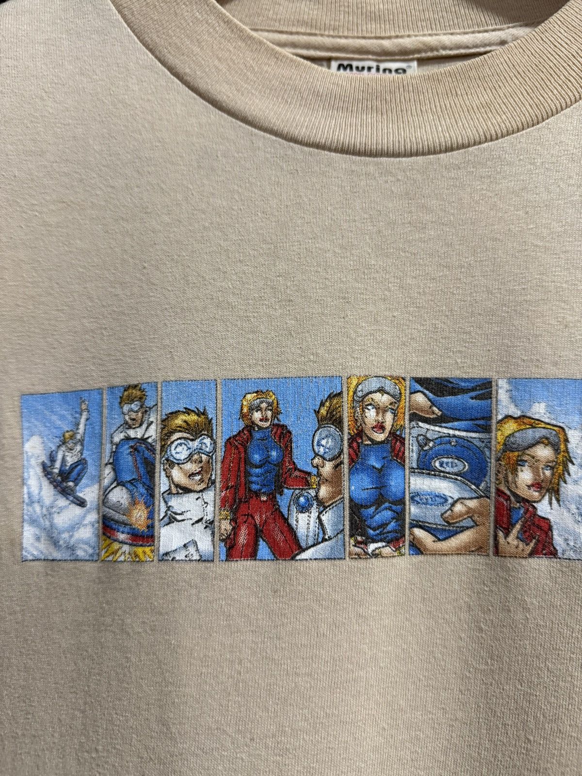 Anime × Vintage Vintage 90s Red Snowboarding Skate Anime Tee Size US M / EU 48-50 / 2 - 4 Thumbnail