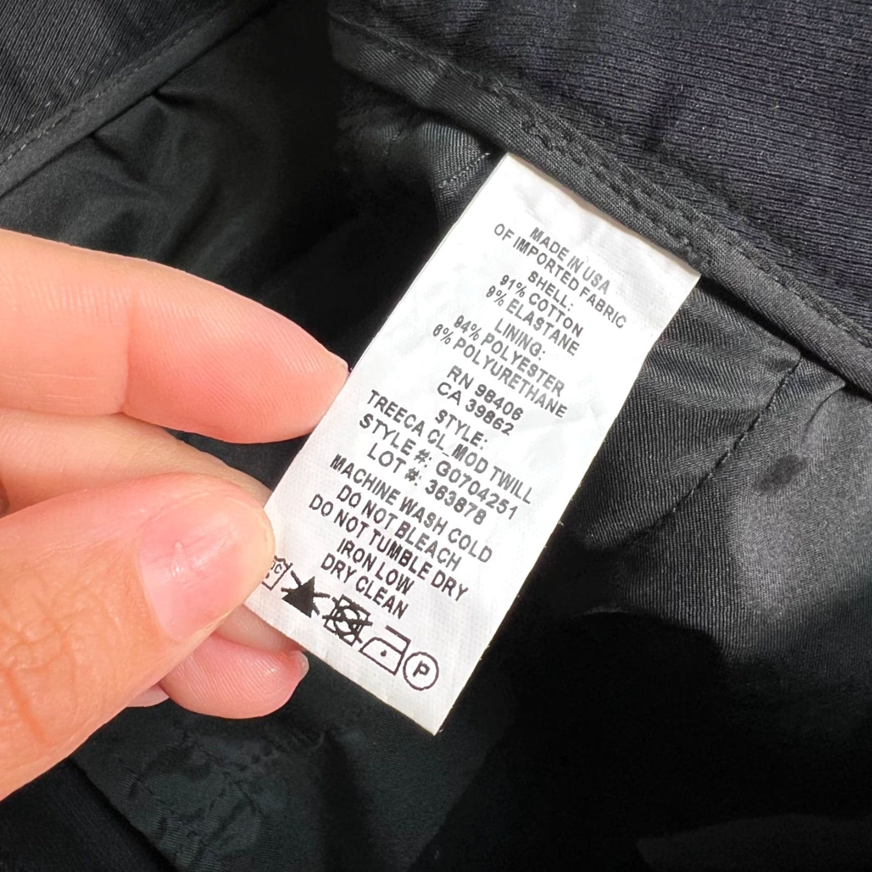 Theory Theory Women's Dress Pants - Black Cotton Blend Slim Fit Flat Front Tapered Leg, Size 10, Inseam 27 in, Regular, 32 in Waist, Womens Size 32" / US 10 / IT 46 - 4 Thumbnail