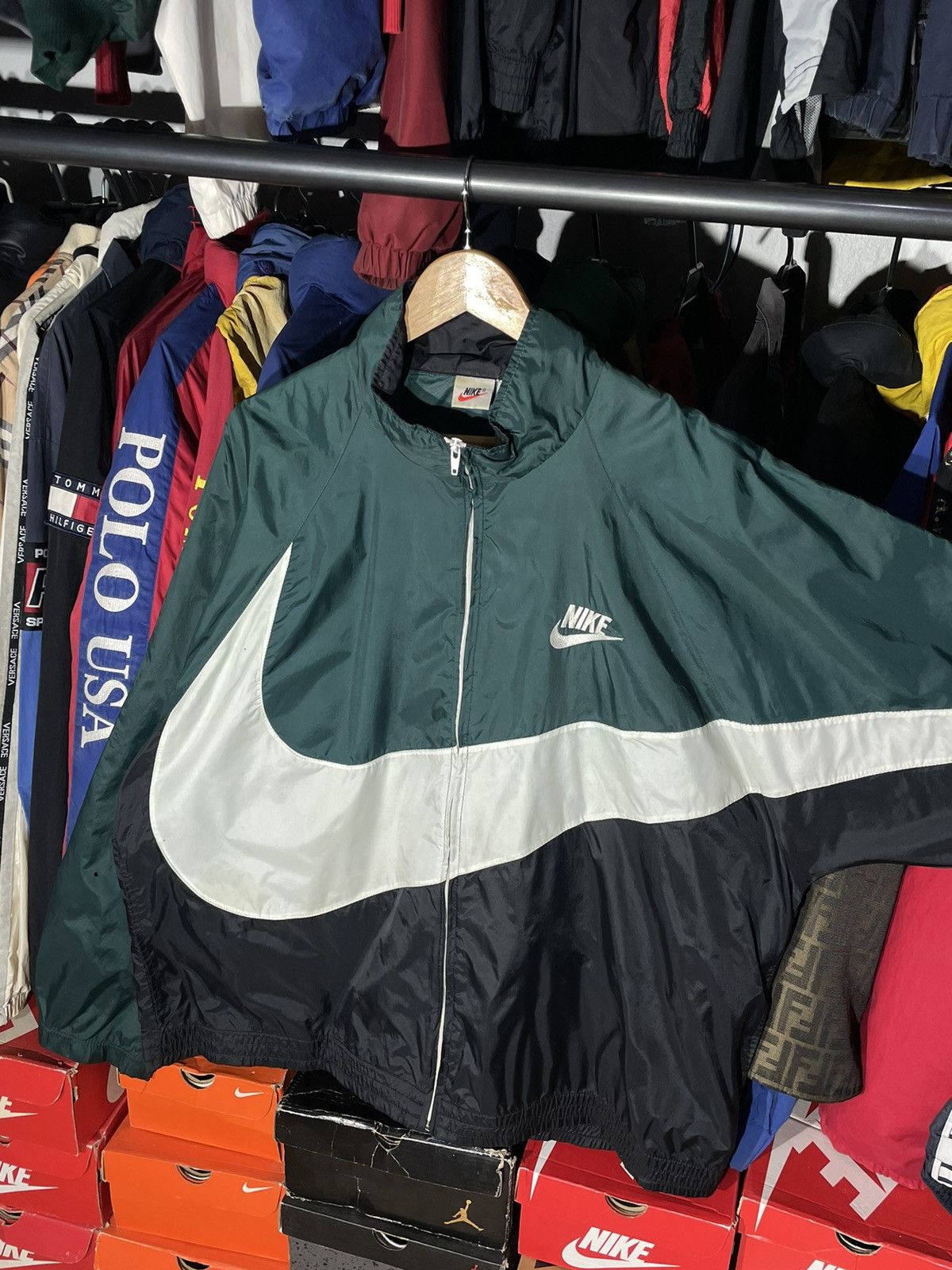 Nike × Vintage Windbreaker Nike Big Swoosh Vintage 90’s Size US XL / EU 56 / 4 - 7 Thumbnail