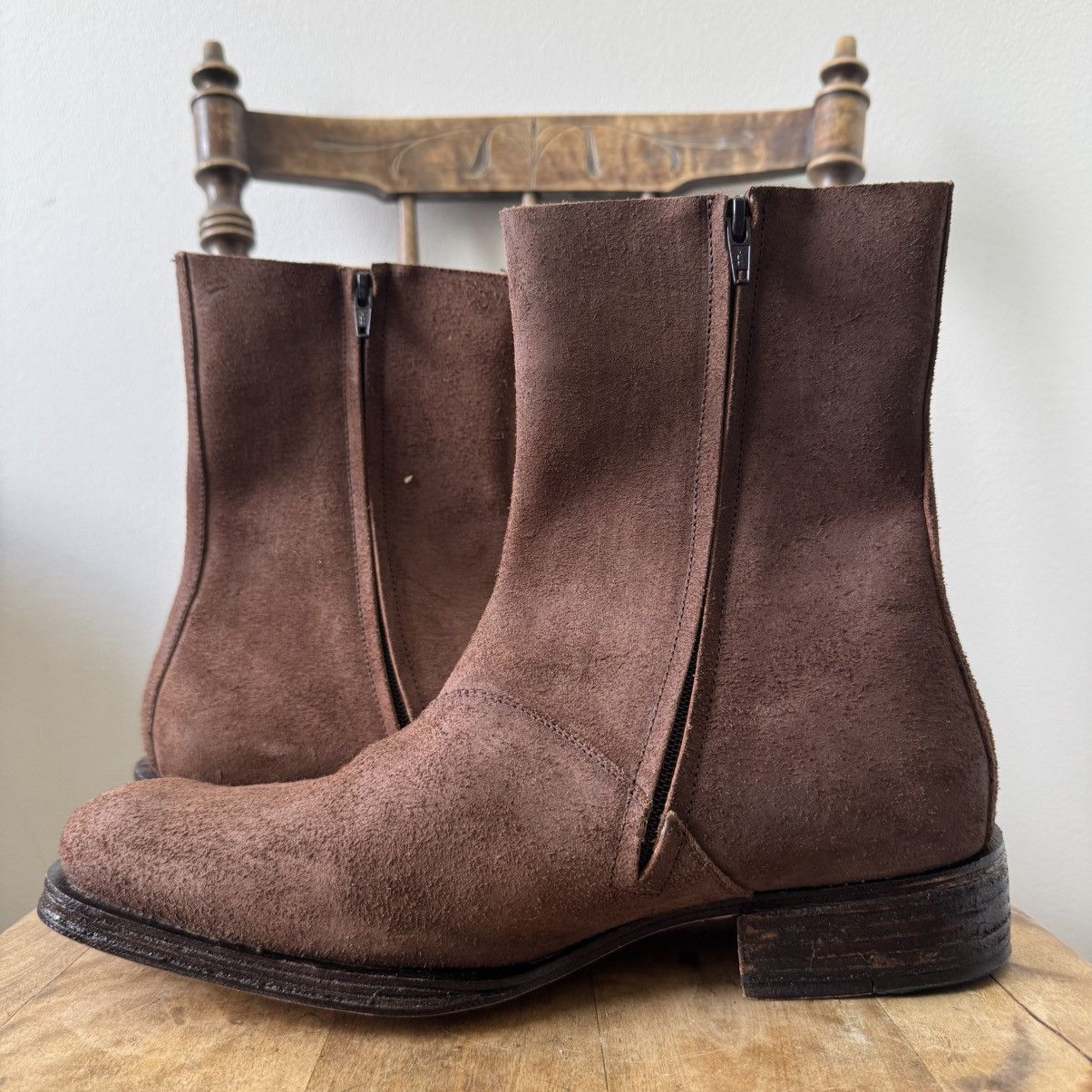 Maison Margiela AW2003 Martin Margiela Brown Suede Square Toe Boots Size US 11 / EU 44 - 7 Thumbnail
