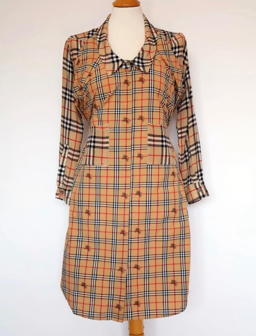 Burberry Burberry Vintage Checkered Silk and Cotton Shirt Dress Size M / US 6-8 / IT 42-44 - 3 Thumbnail