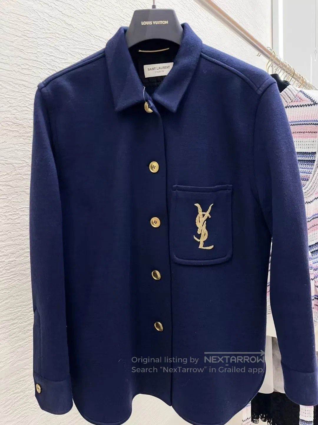 Yves Saint Laurent YSL Blue Classic Lapel Coat. Size XXS / US 00 / IT 34 - 2 Thumbnail