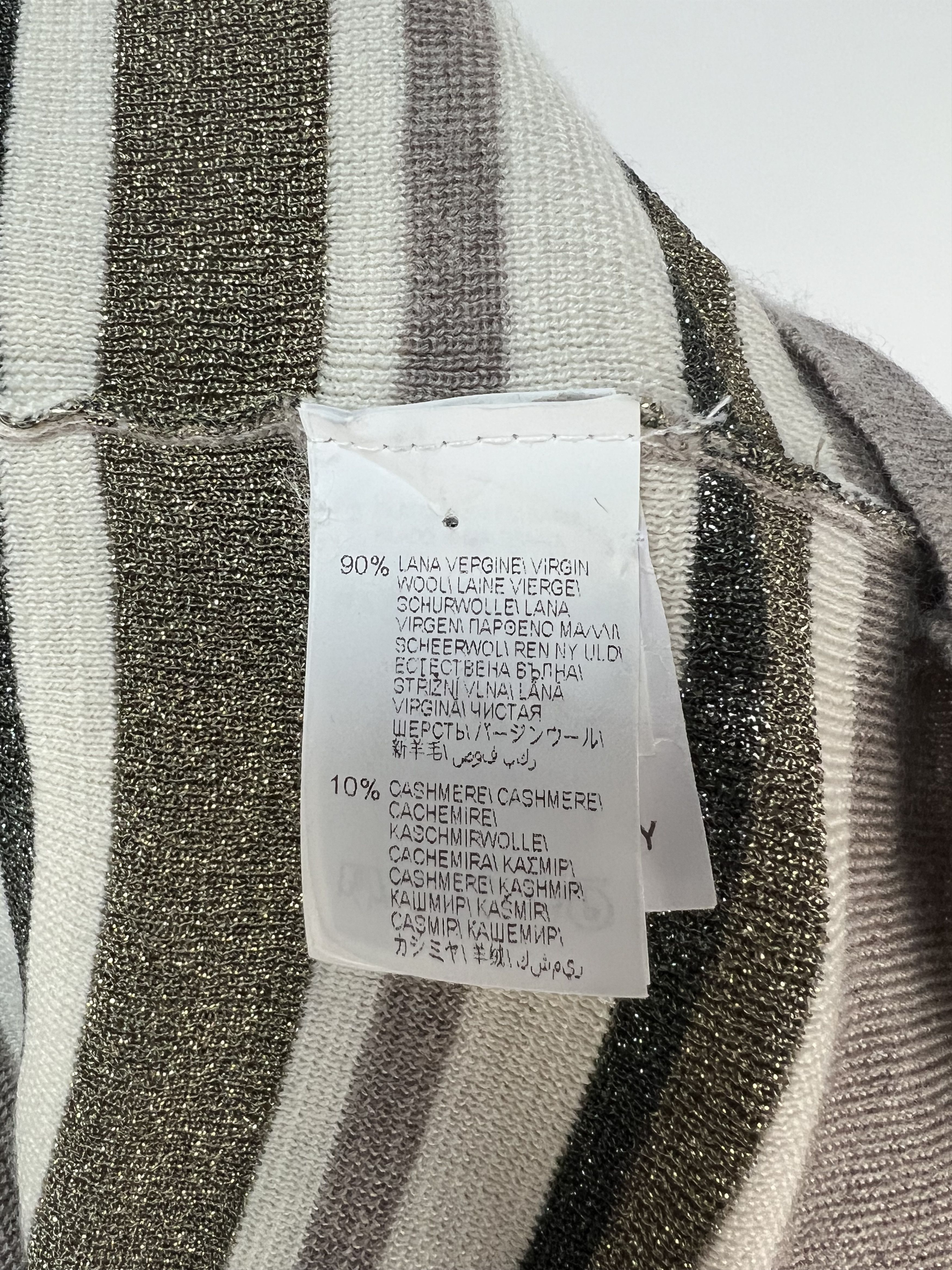 Brunello Cucinelli Brunello Cucinelli Wool Cashmere Striped V-Neck Sweater Size L / US 10 / IT 46 - 17 Thumbnail