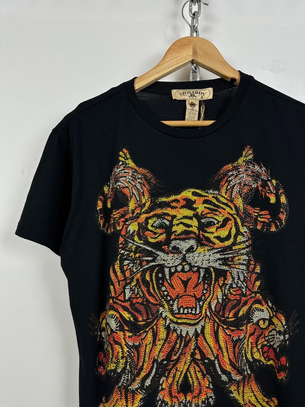 Ed Hardy NWT! Vintage Ed Hardy Rhinestones Tiger Black T-Shirt Size US M / EU 48-50 / 2 - 4 Thumbnail