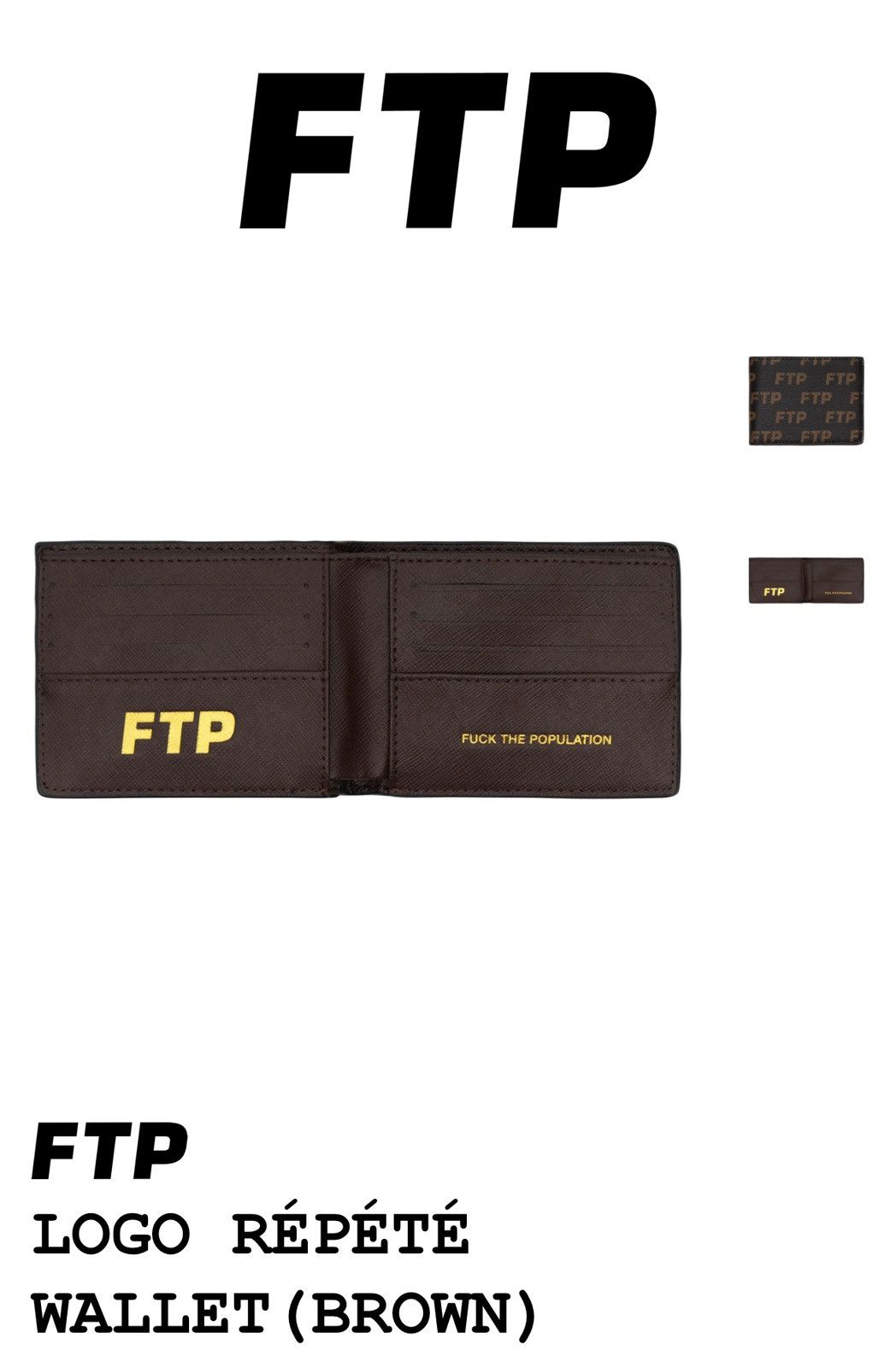 Fuck The Population FTP Damier LOGO RÉPÉTÉ WALLET (BROWN) Size ONE SIZE - 12 Thumbnail