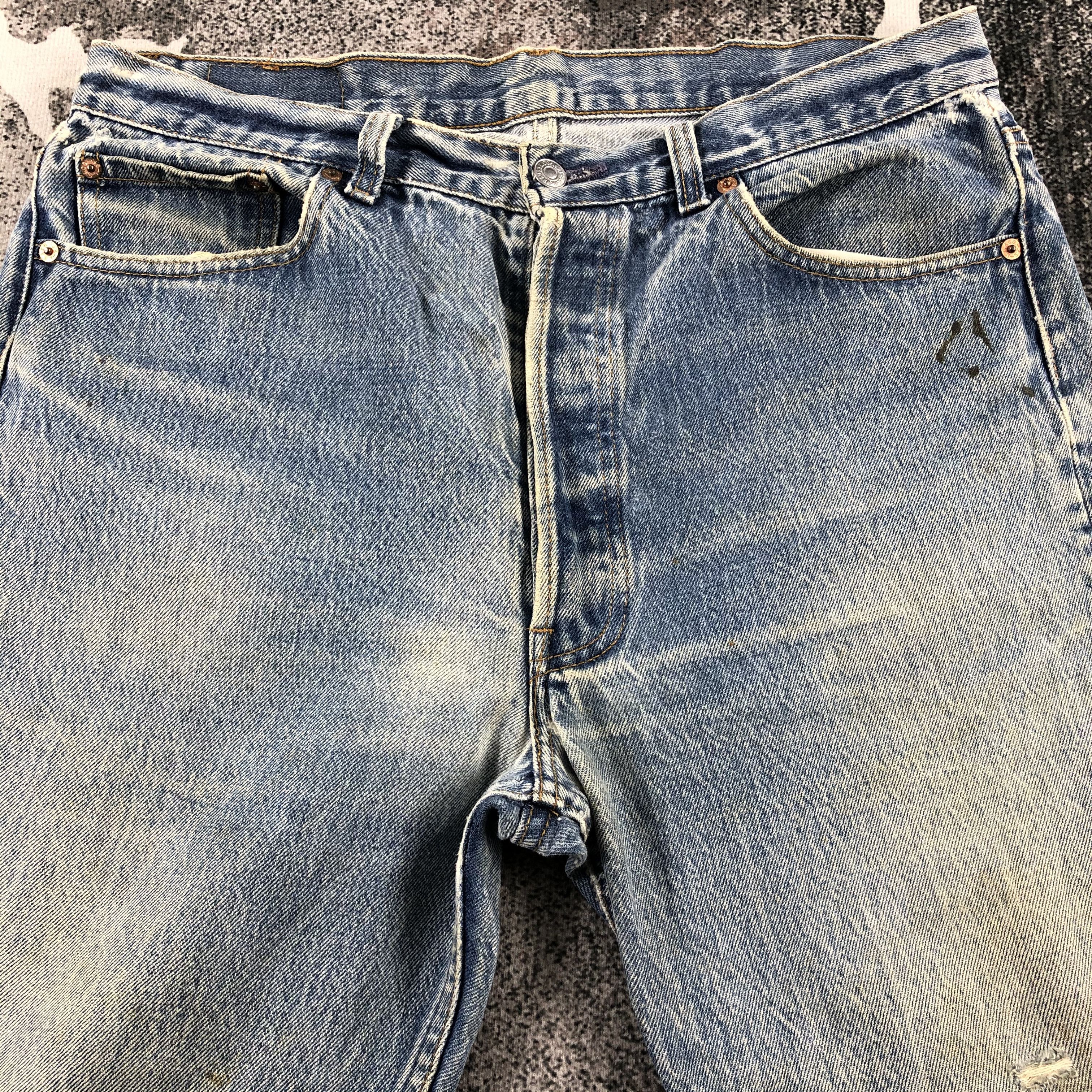 Levi's Vintage Levis 501 Jeans Stone Wash Distres Denim KJ1236 Size US 35 - 3 Thumbnail