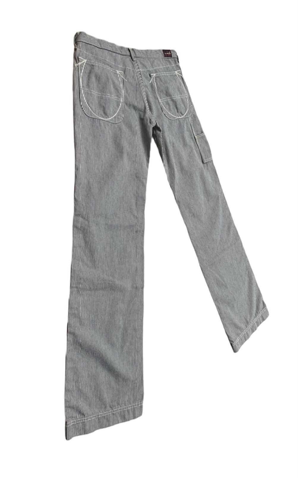 Japanese Brand × Vintage Nana-La Baggy Flare Carpenter Hickory Stripe Pants Size 31" - 4 Thumbnail