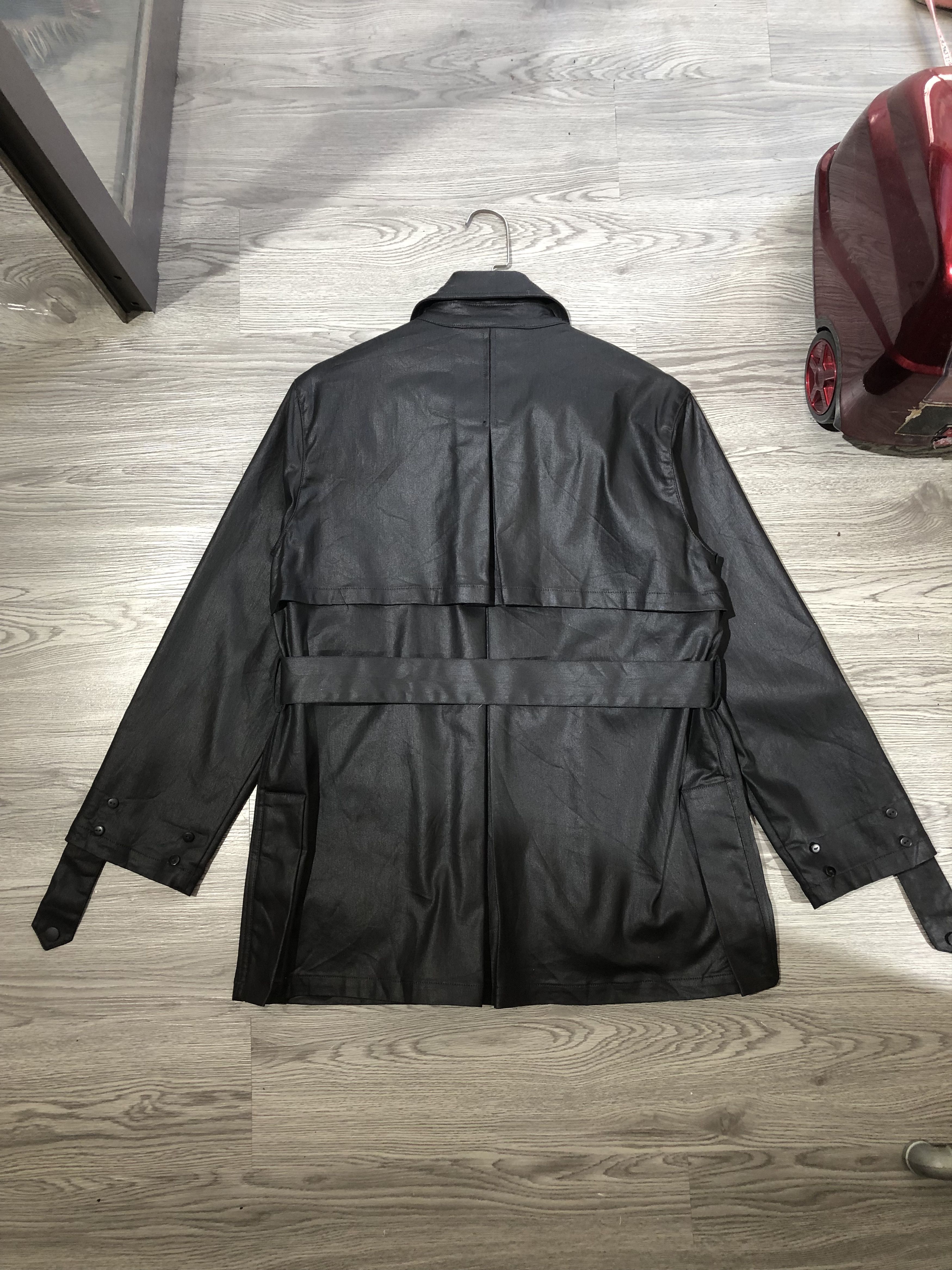 Anna Sui Vintage Anna Sui Waxed Cotton Belted Jacket Coat Black Size L / US 10 / IT 46 - 2 Thumbnail