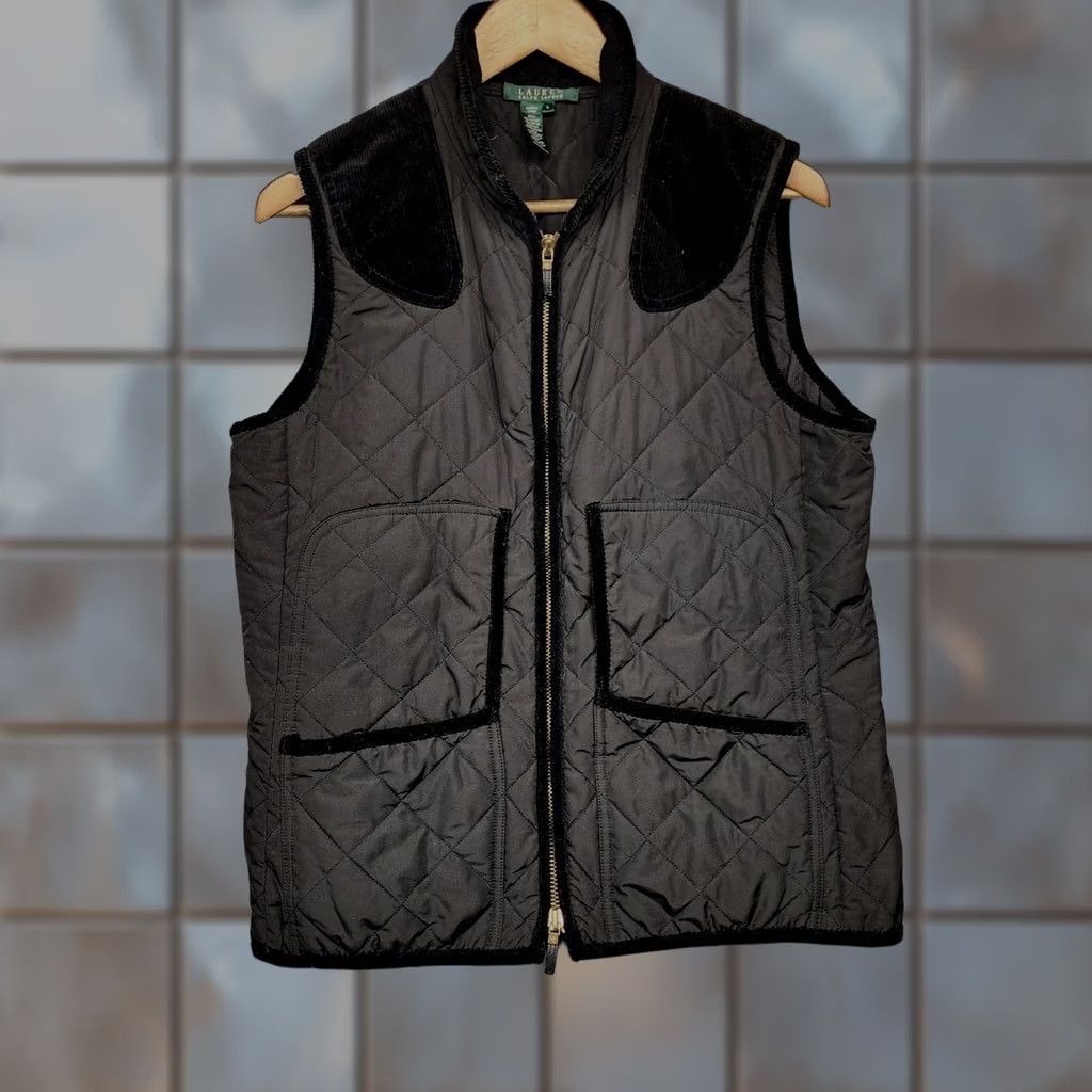 Ralph Lauren Ralph Lauren LRL Vest Women Large Black Hunting Shooting Corduroy Shoulder Patch Size L / US 10 / IT 46 - 1 Thumbnail