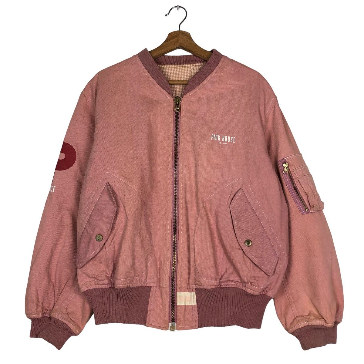 Japanese Brand 🔥Vintage Bomber Jacket Streetwear Pink House Big Logo Size US M / EU 48-50 / 2 - 2 Thumbnail