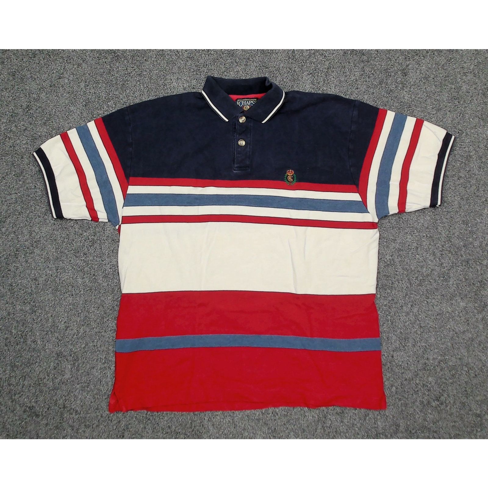 Chaps Ralph Lauren Chaps Ralph Lauren VTG 90s Colorblock Striped Boxy Polo Size US L / EU 52-54 / 3 - 3 Thumbnail