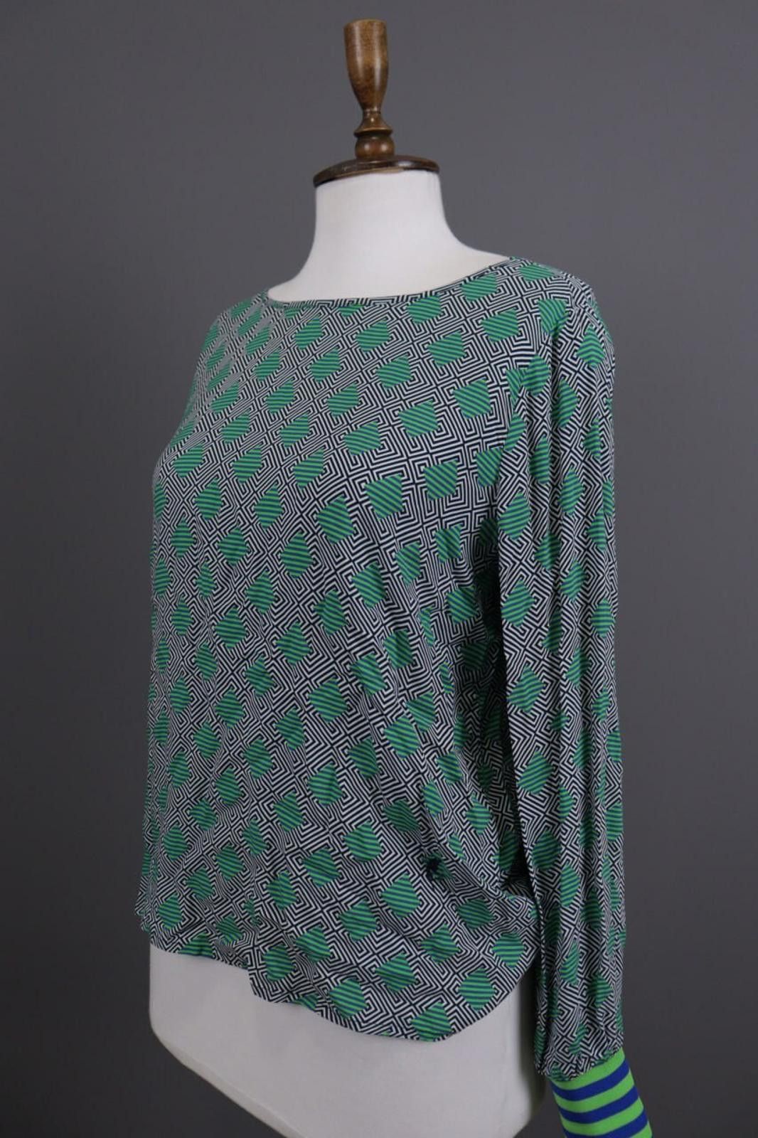 Designer Emily Van Den Bergh Green Geometric Summer Shirt Top Size 38 Size M / US 6-8 / IT 42-44 - 7 Thumbnail