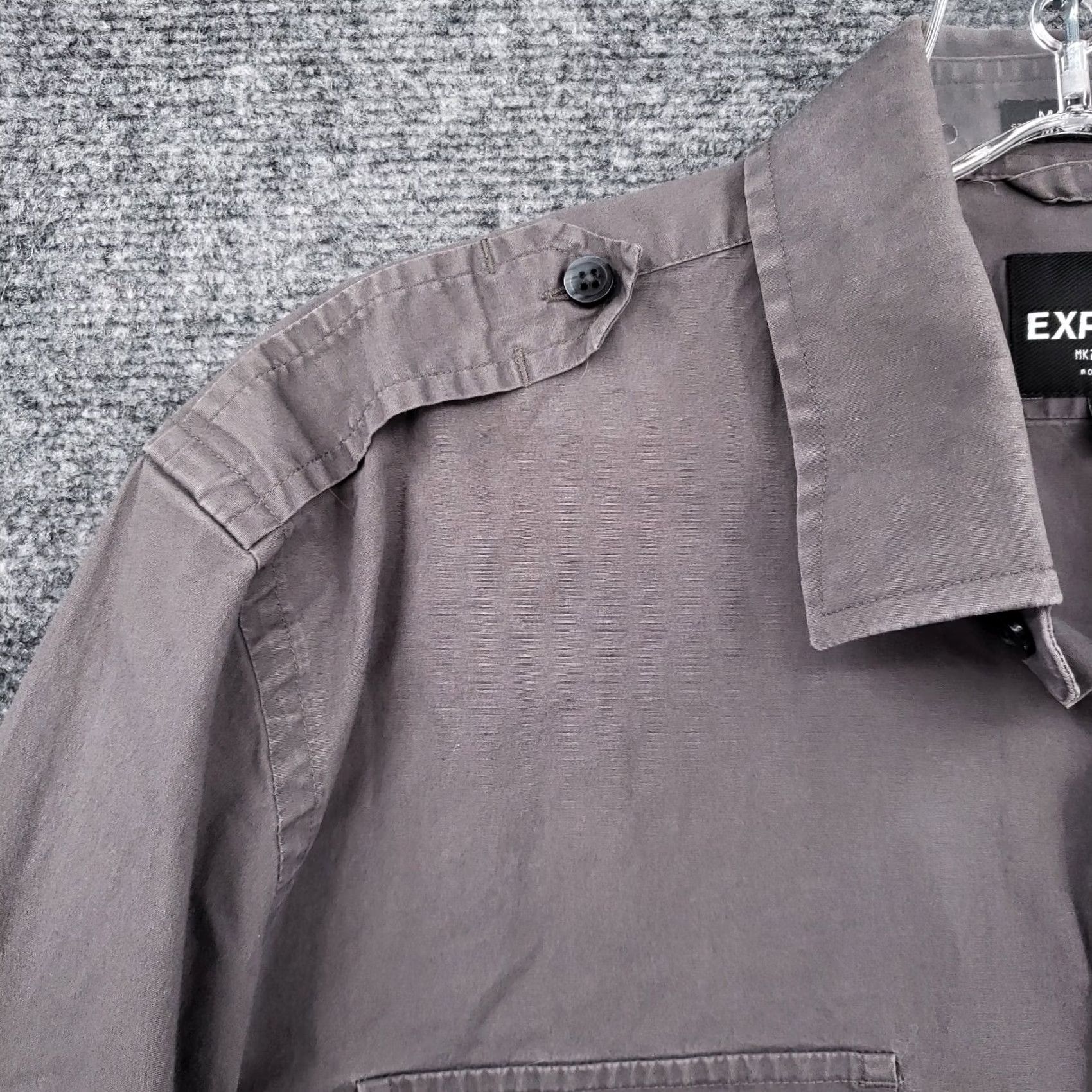 Express Express Button Up Shirt Mens Large Gray Military Stretch Modern Fit Size US L / EU 52-54 / 3 - 4 Thumbnail