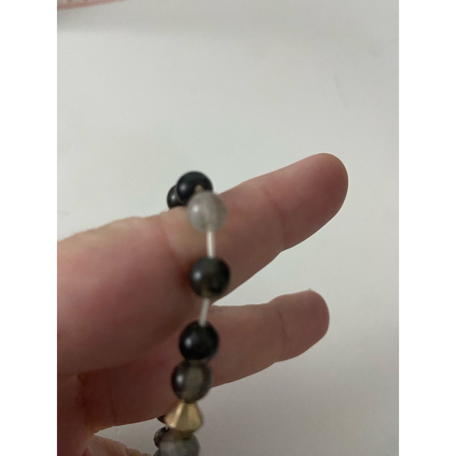 Handmade Dark wood bead and quartz bracelet Size ONE SIZE - 3 Thumbnail