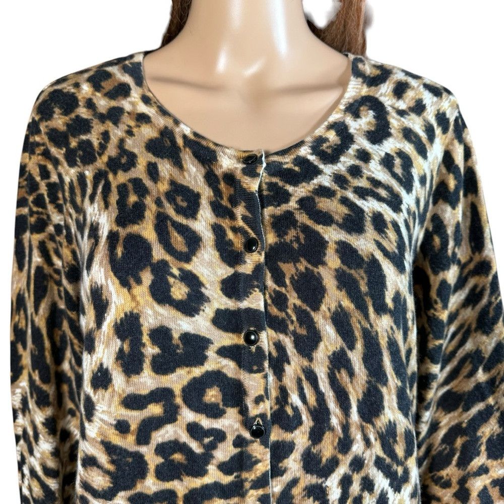 Talbots Talbots Cotton Cashmere Blend Animal Print Cardigan Size 2X Size XXL / US 16-18 / IT 52-54 - 2 Thumbnail
