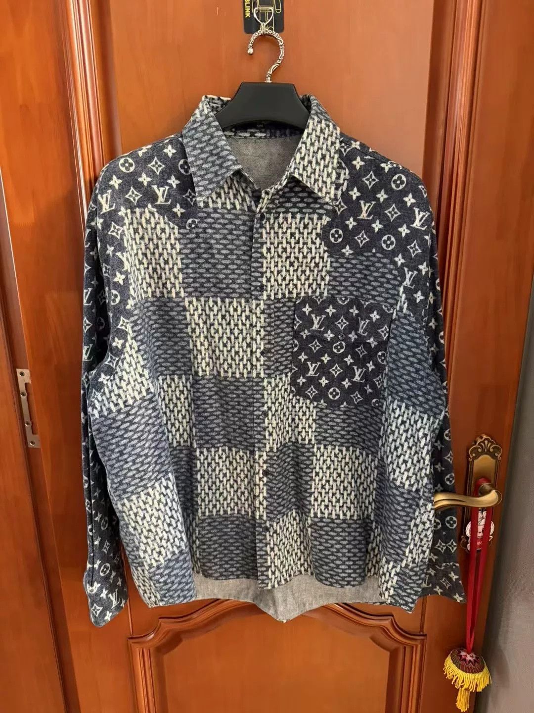 LV Monogram Logo Patchwork Shirt XXL